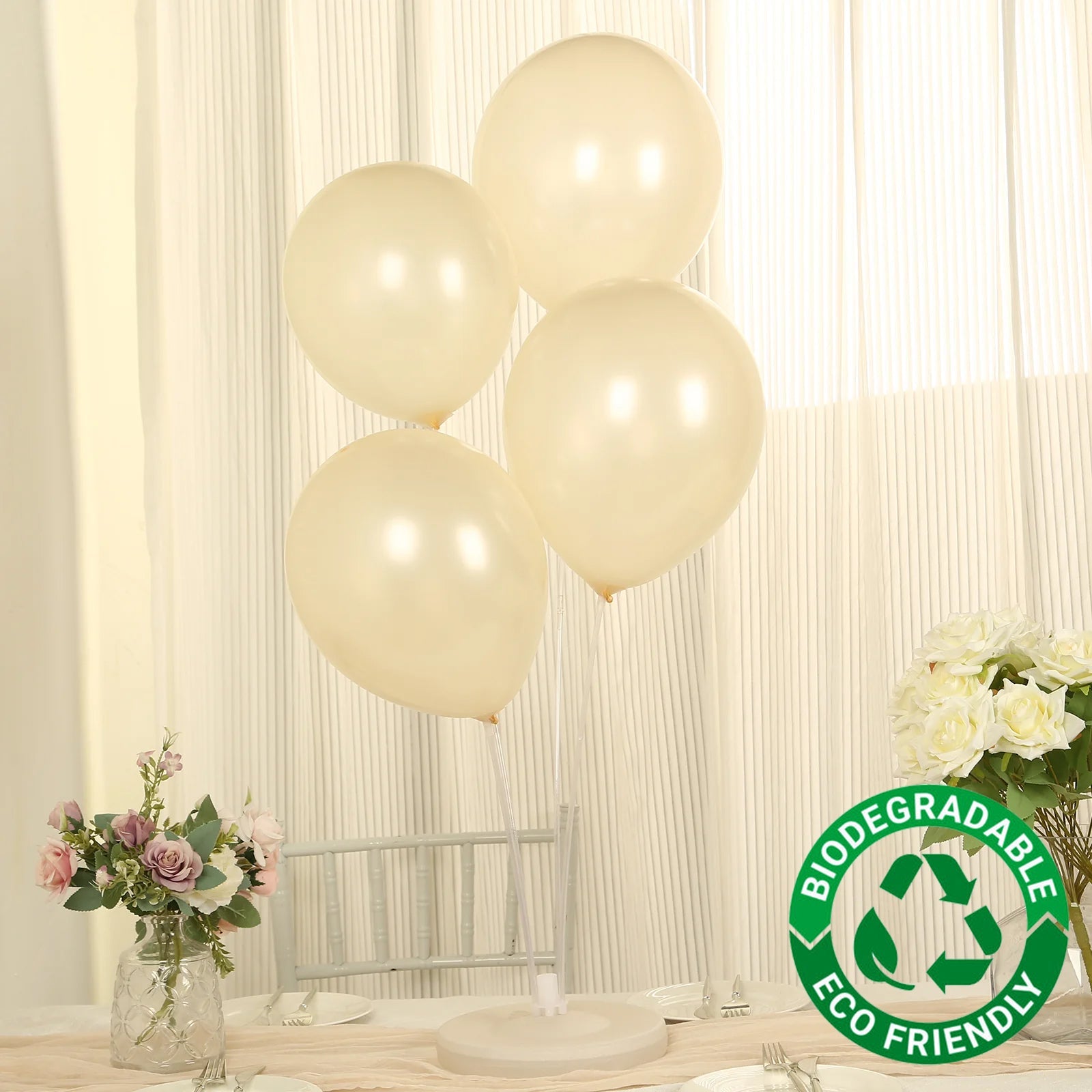 50 Pack Matte Pastel Cream Biodegradable Balloons 12, Round Eco-friendly Thick Latex Party Balloons