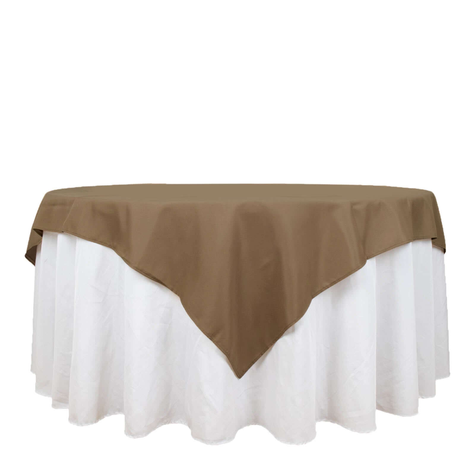 Polyester 70x70 Table Overlay Square Tablecloth Taupe - Wrinkle-Resistant & Durable Table Cover