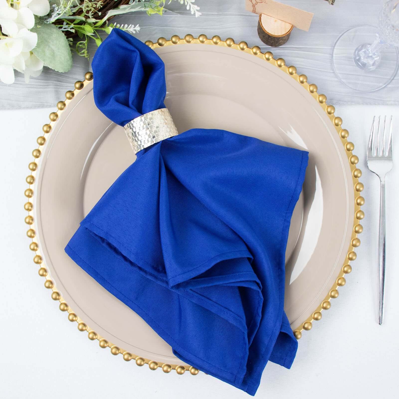 5 Pack Premium Polyester 20x20 Napkins Royal Blue - Wrinkle-Resistant & Durable Dinner Napkins