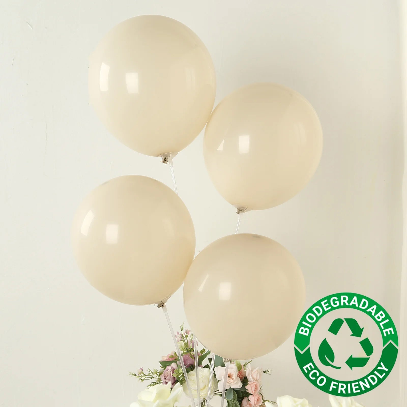 50 Pack Matte Pastel Beige Biodegradable Balloons 12, Round Eco-friendly Thick Latex Party Balloons