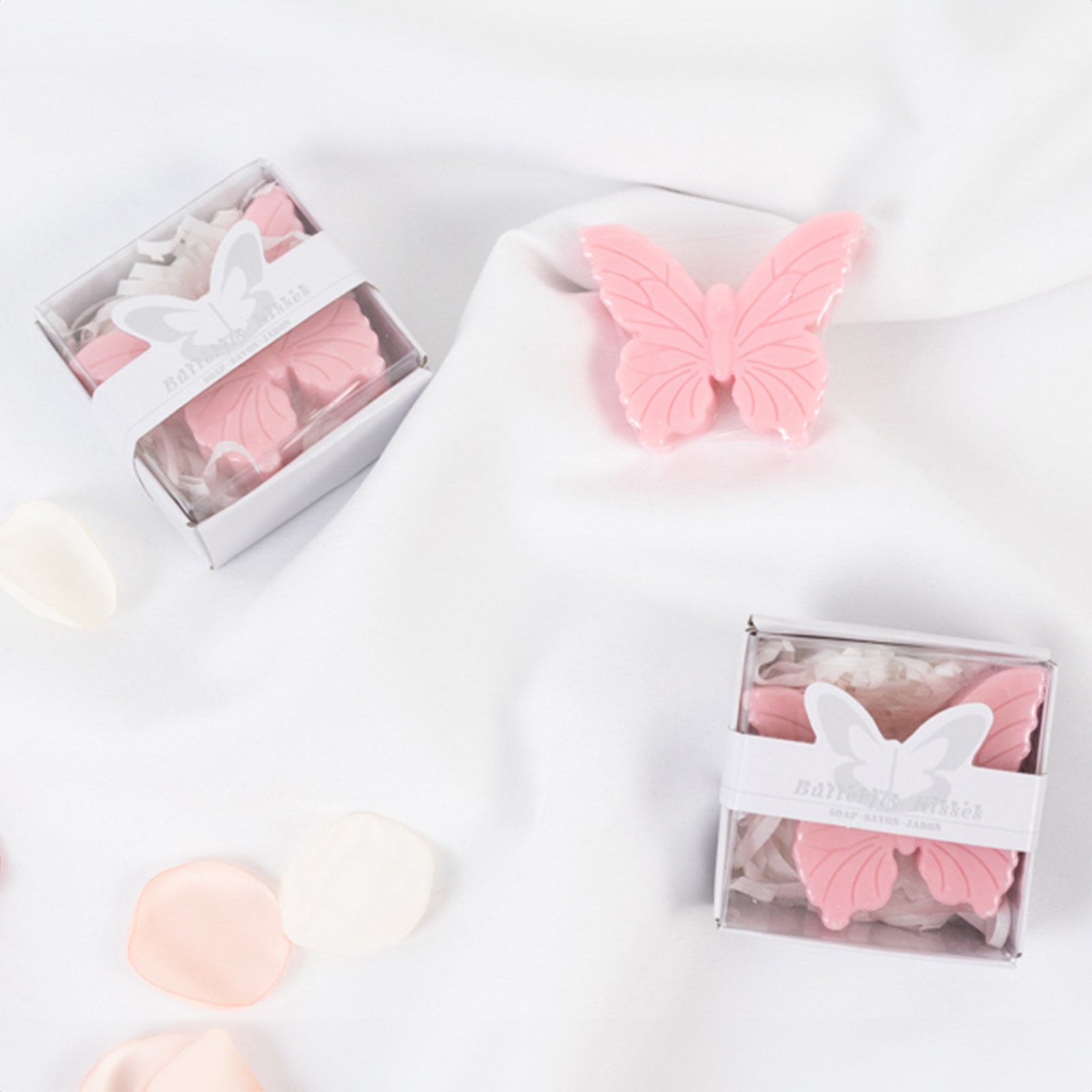 10 Pack Blush Butterfly Unscented Soap Baby Shower Favors with Gift Boxes, Pre-Packed Bridal Shower Wedding Souvenirs - 2