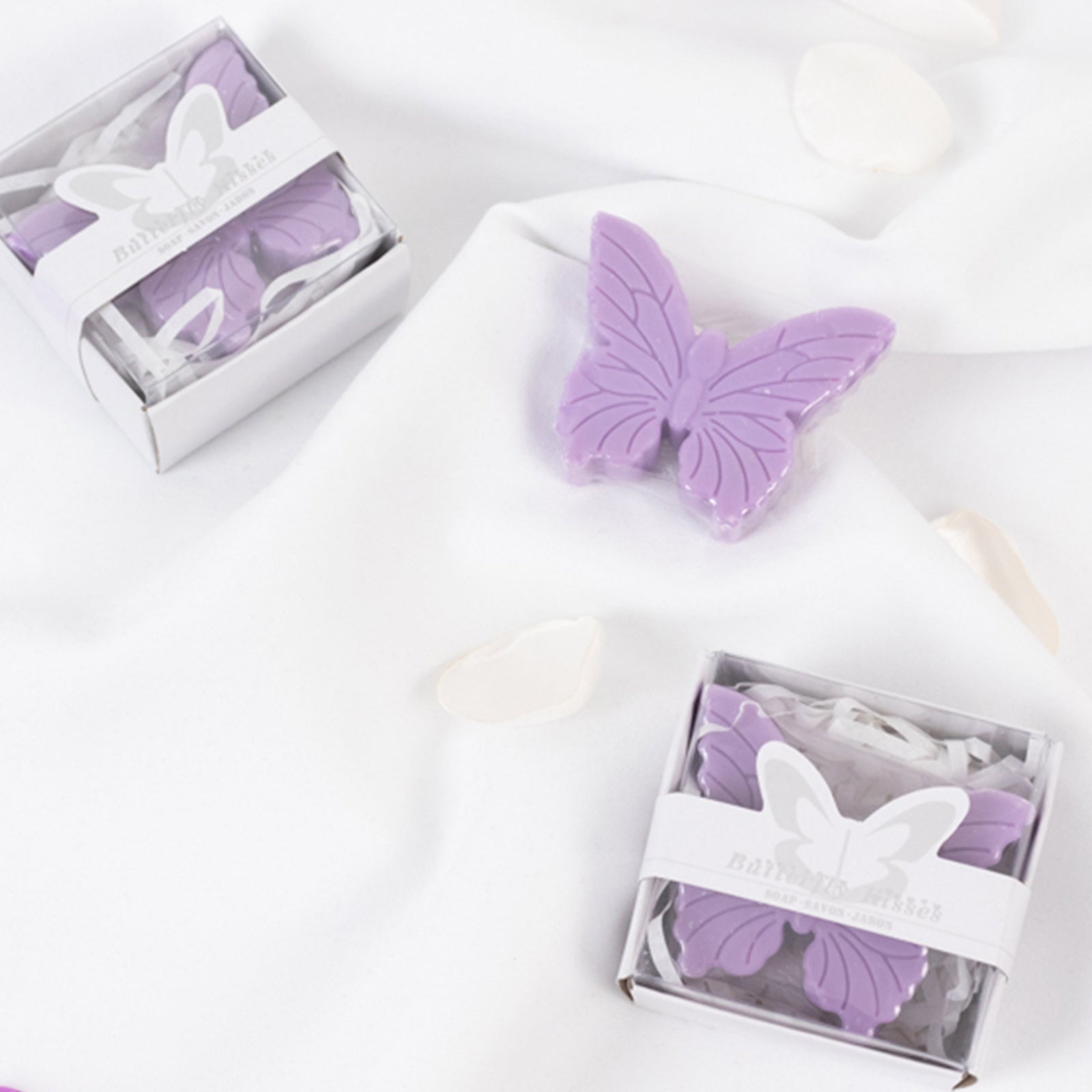 10 Pack Lavender Butterfly Unscented Soap Baby Shower Favors with Gift Boxes, Pre-Packed Bridal Shower Wedding Souvenirs - 2