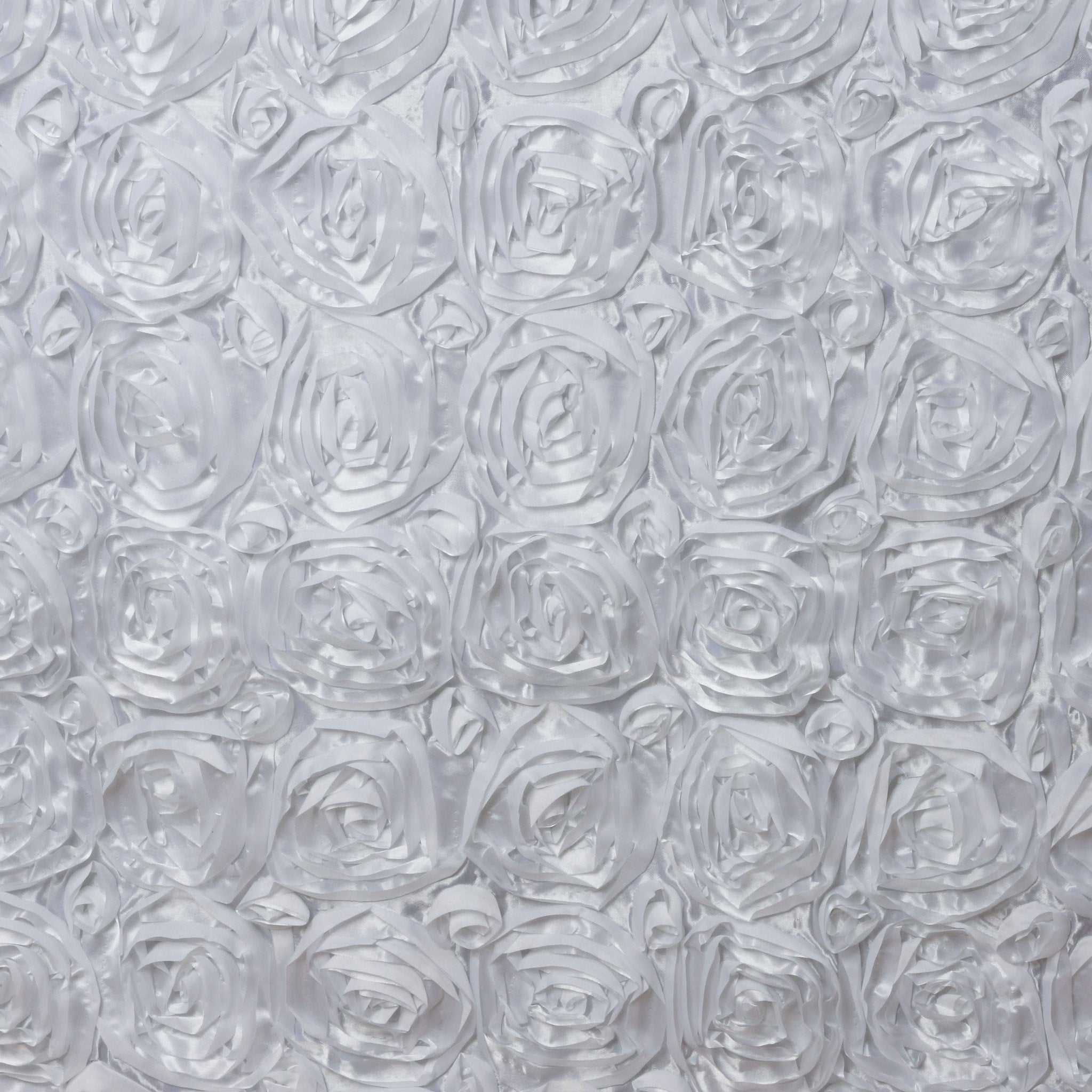 17ft White Rosette 3D Satin Table Skirt