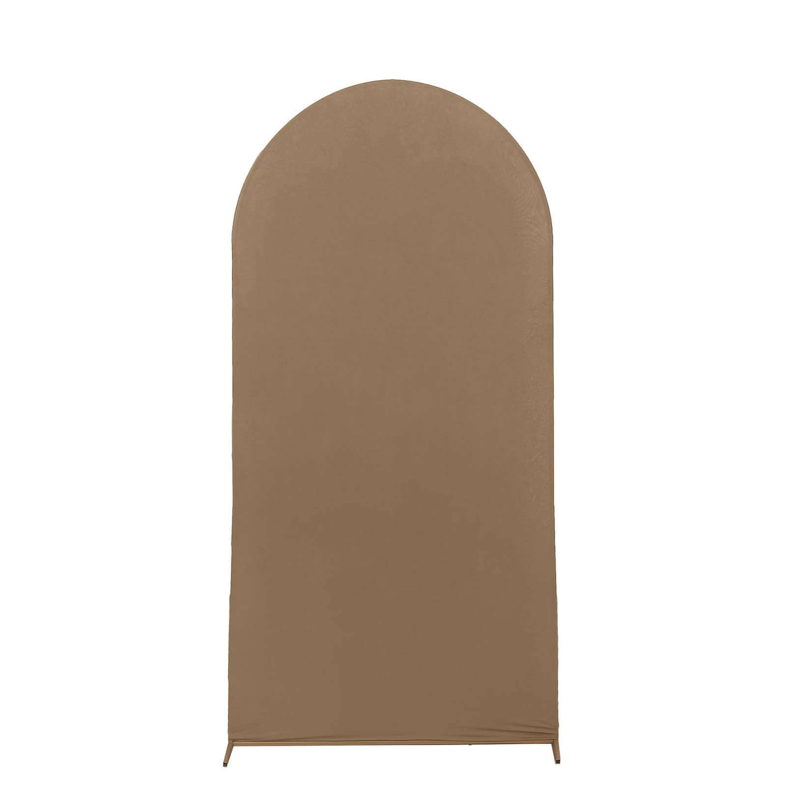 7ft Matte Taupe Spandex Fitted Chiara Backdrop Stand Cover For Round Top Wedding Arch