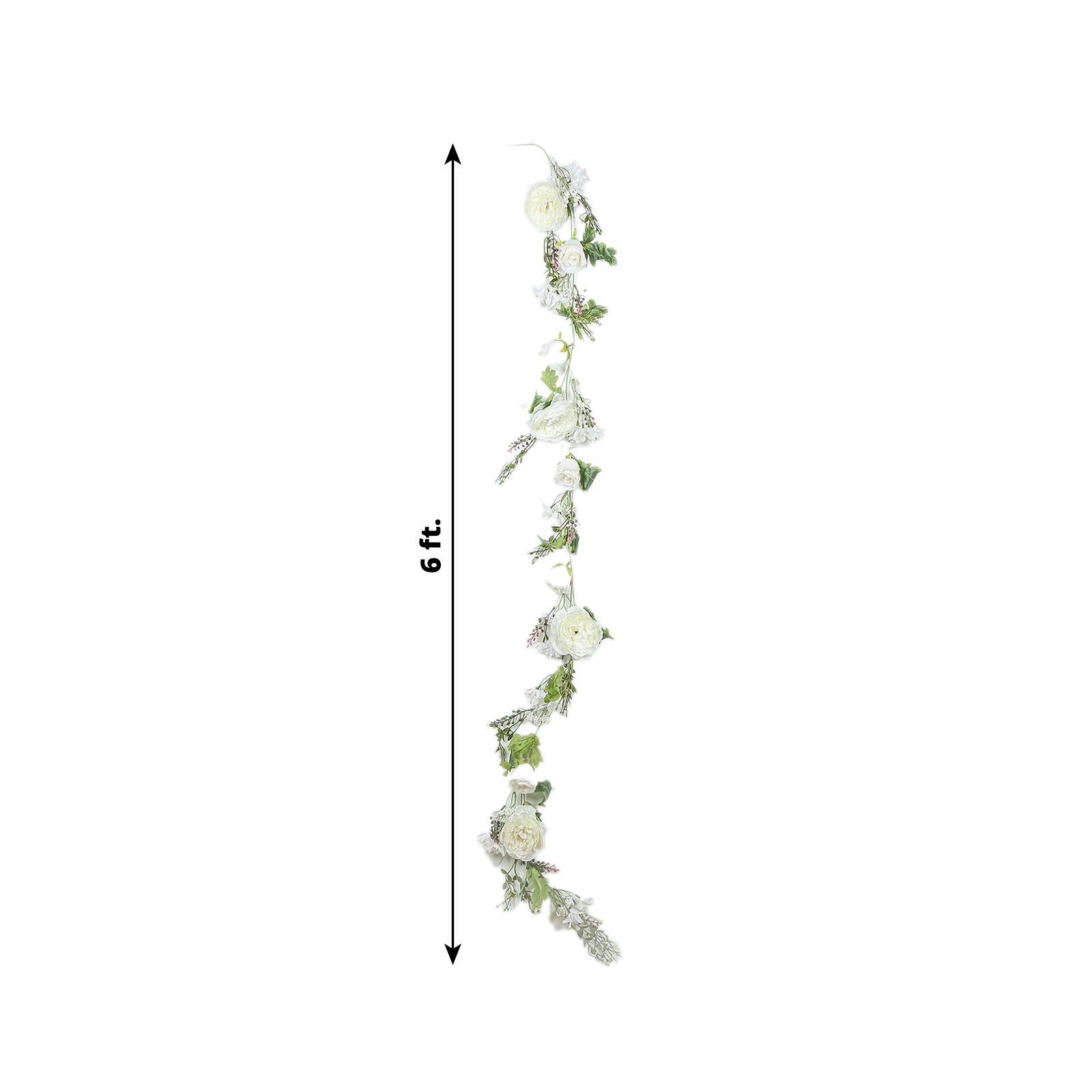 6ft White Silk Rose Peony Flower Garland, Mixed Floral Greenery Garland Artificial Hanging Vine