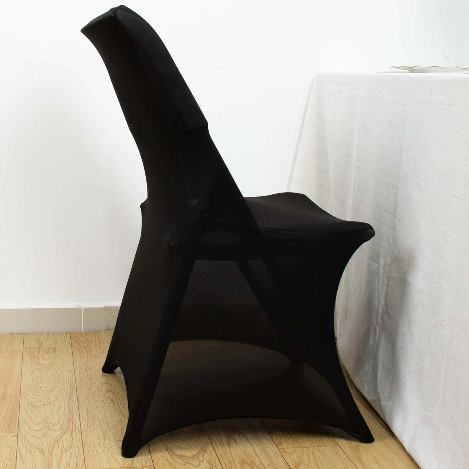 Stretch Spandex Chair Cover Black for Lifetime Folding Chairs - Wrinkle Resistant Snug Fit Slipcover with Foot Pockets