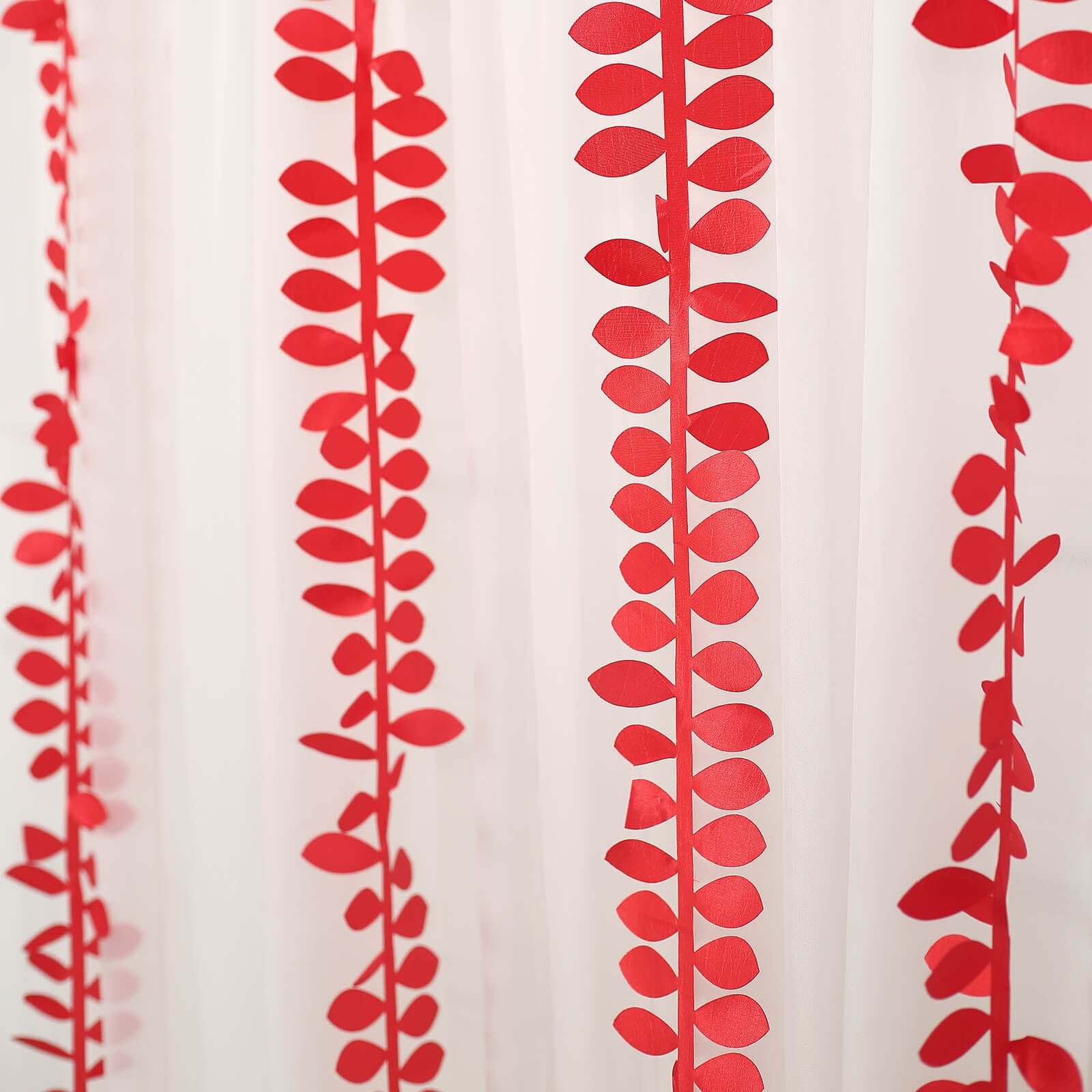 Taffeta Ribbon Sash with 4 Leaf Petal Design Red 50ft - Sophisticated Artificial Fabric Garland