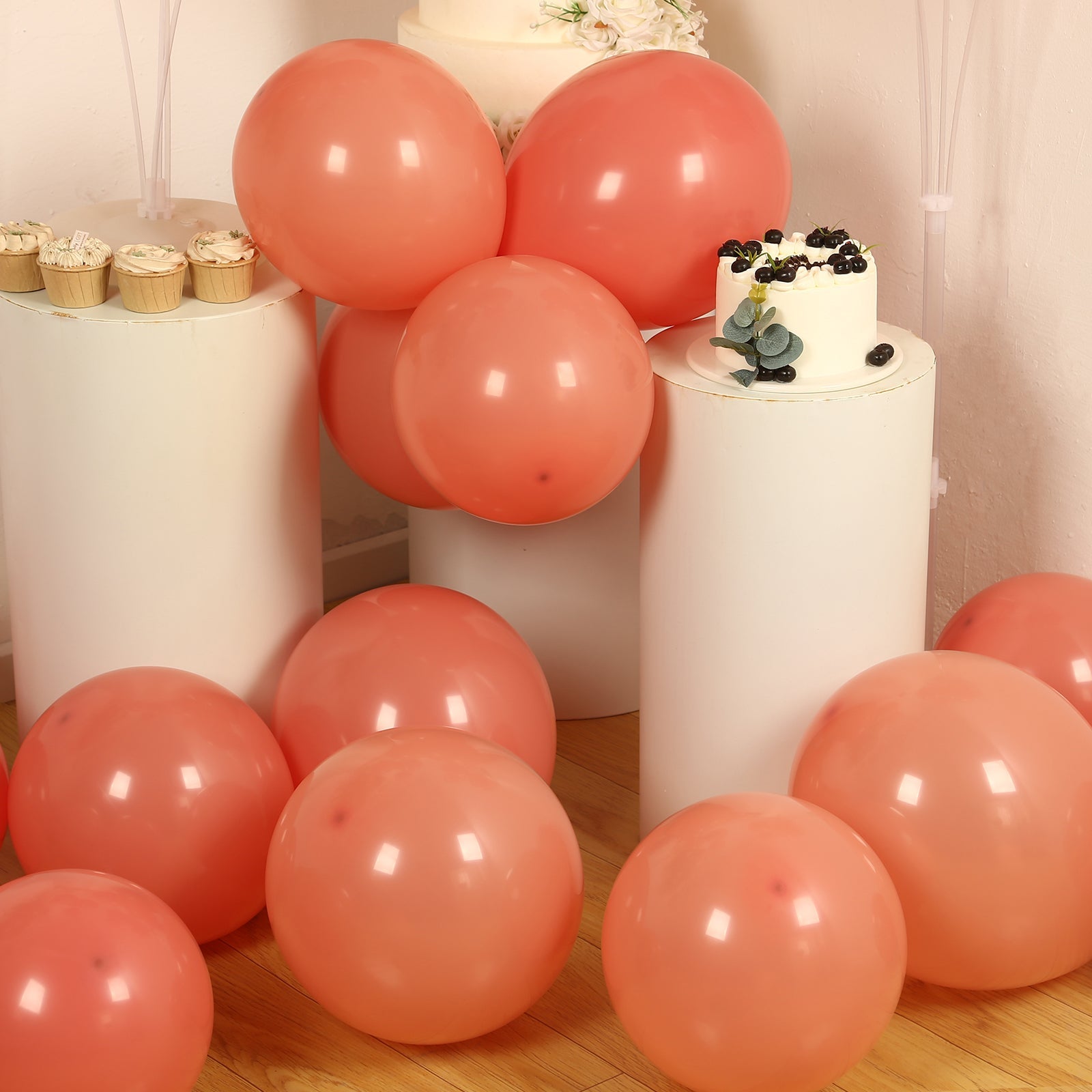 50 Pack Matte Pastel Dusty Rose Biodegradable Balloons 12, Round Eco-friendly Thick Latex Party Balloons