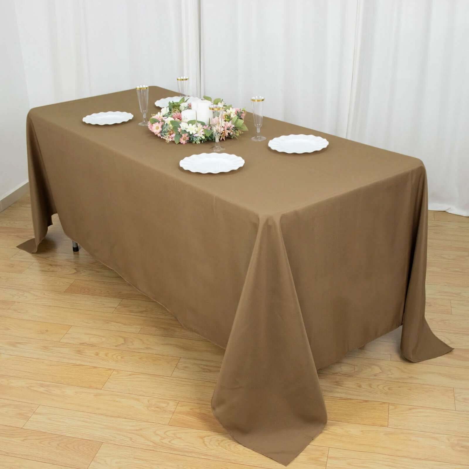 Polyester 72x120 Rectangle Tablecloth Taupe - Durable and Stylish Table Cover