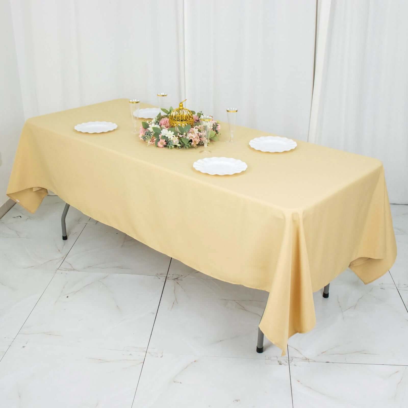 Premium Polyester 60x102 Rectangle Tablecloth Champagne - Durable 220GSM Wrinkle-Resistant Table Cover