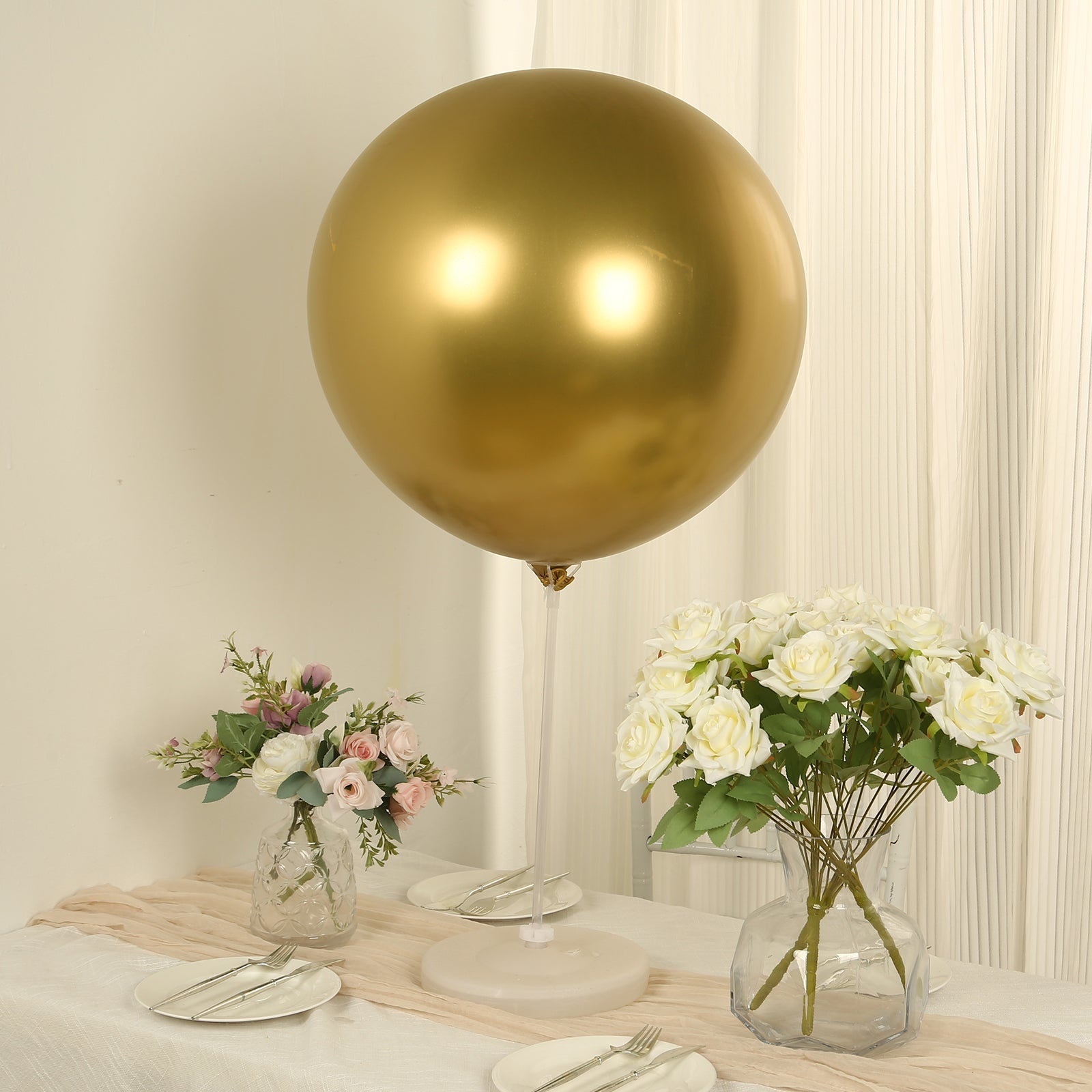 5 Pack Metallic Chrome Gold Biodegradable Balloons, 36 Large Round Eco-friendly Thickened Latex Party Balloons