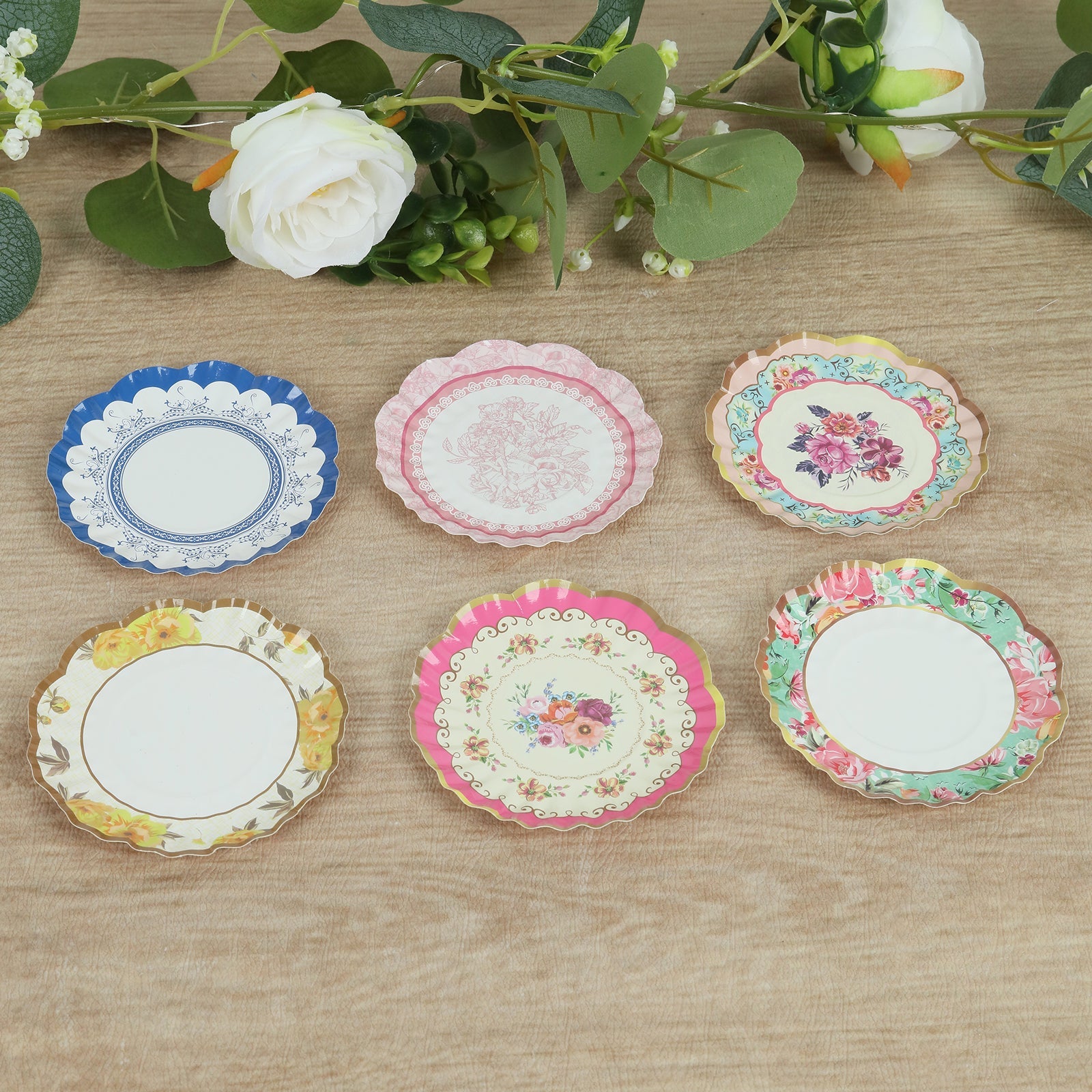 48 Pack Vintage Floral Mini Paper Plates - 3.5 Disposable Plates for Snacks, Dips