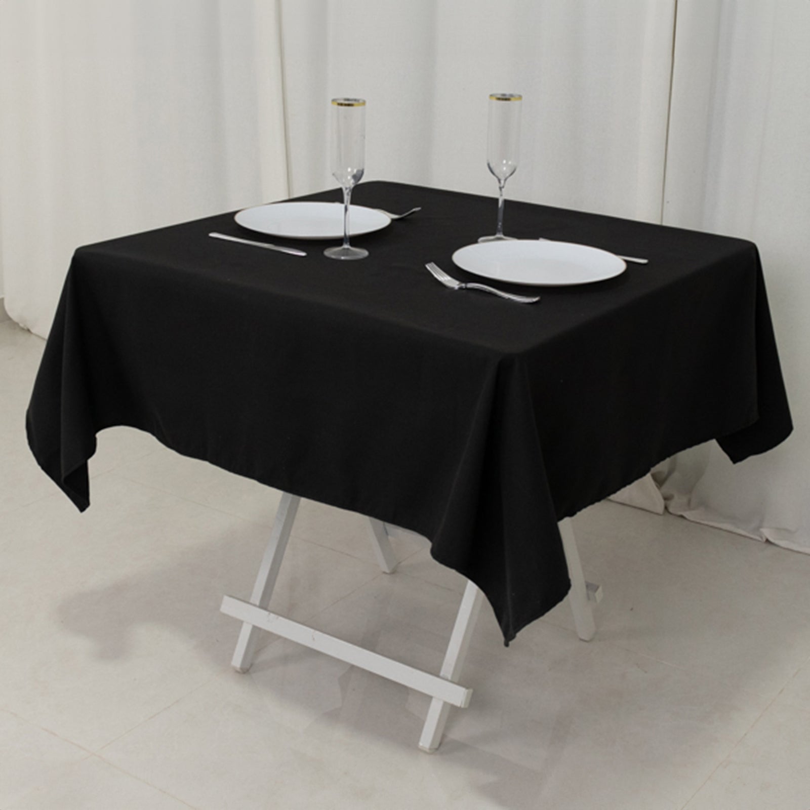 Cotton Blend 54x54 Square Tablecloth Black - Wrinkle-Resistant Finish for Modern Table Settings