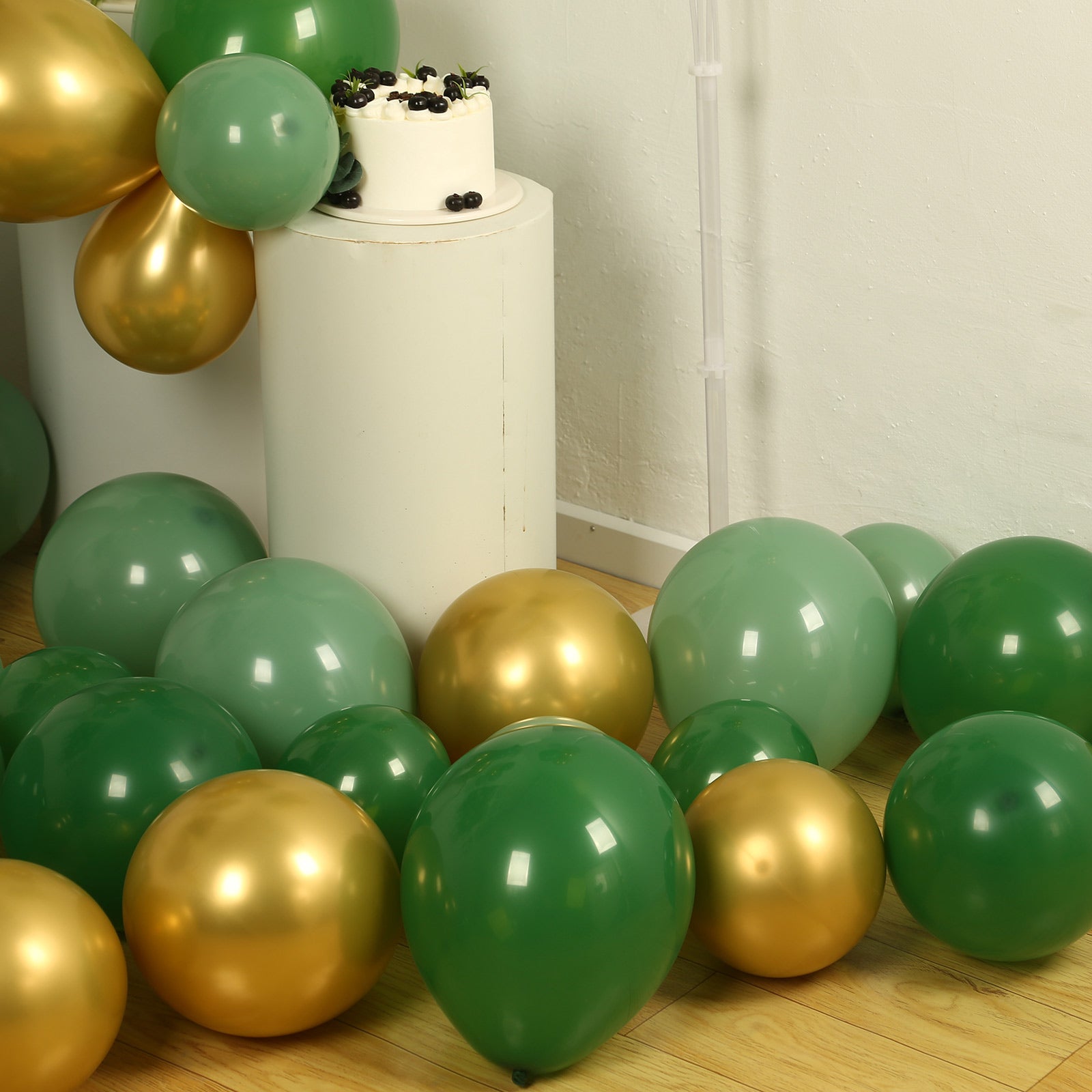 Set of 120 Gold Green Biodegradable Balloon Arch Kit, Extra Strong Eco-friendly Latex Party Balloon Garland