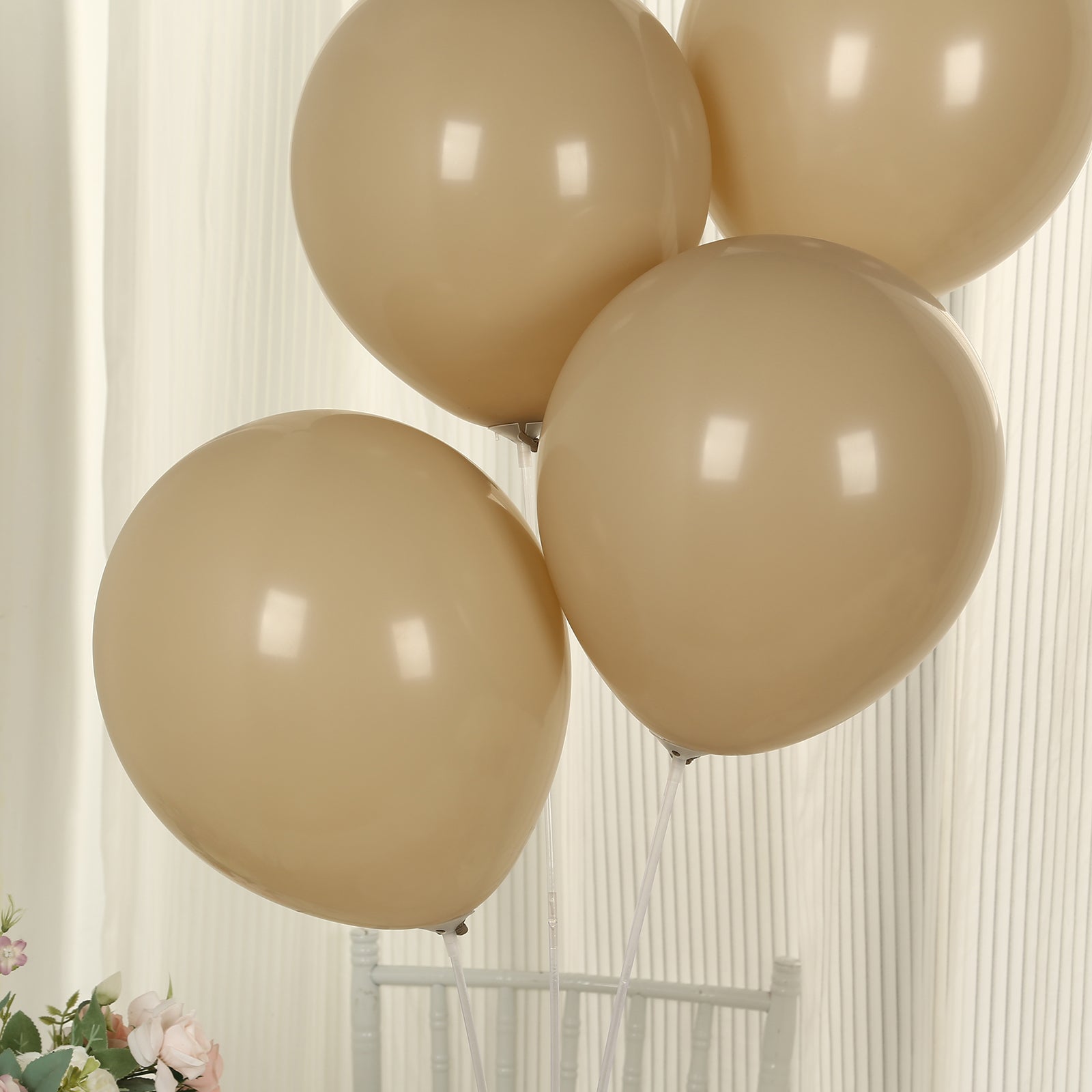 50 Pack Matte Pastel Taupe Biodegradable Balloons 12, Round Eco-friendly Thick Latex Party Balloons