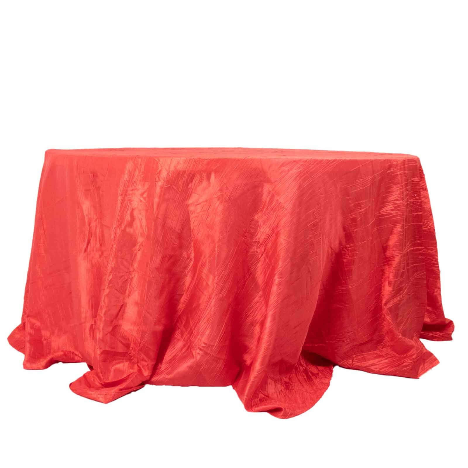 Taffeta 132 Round Tablecloth Red - Seamless Accordion Crinkle Table Cover