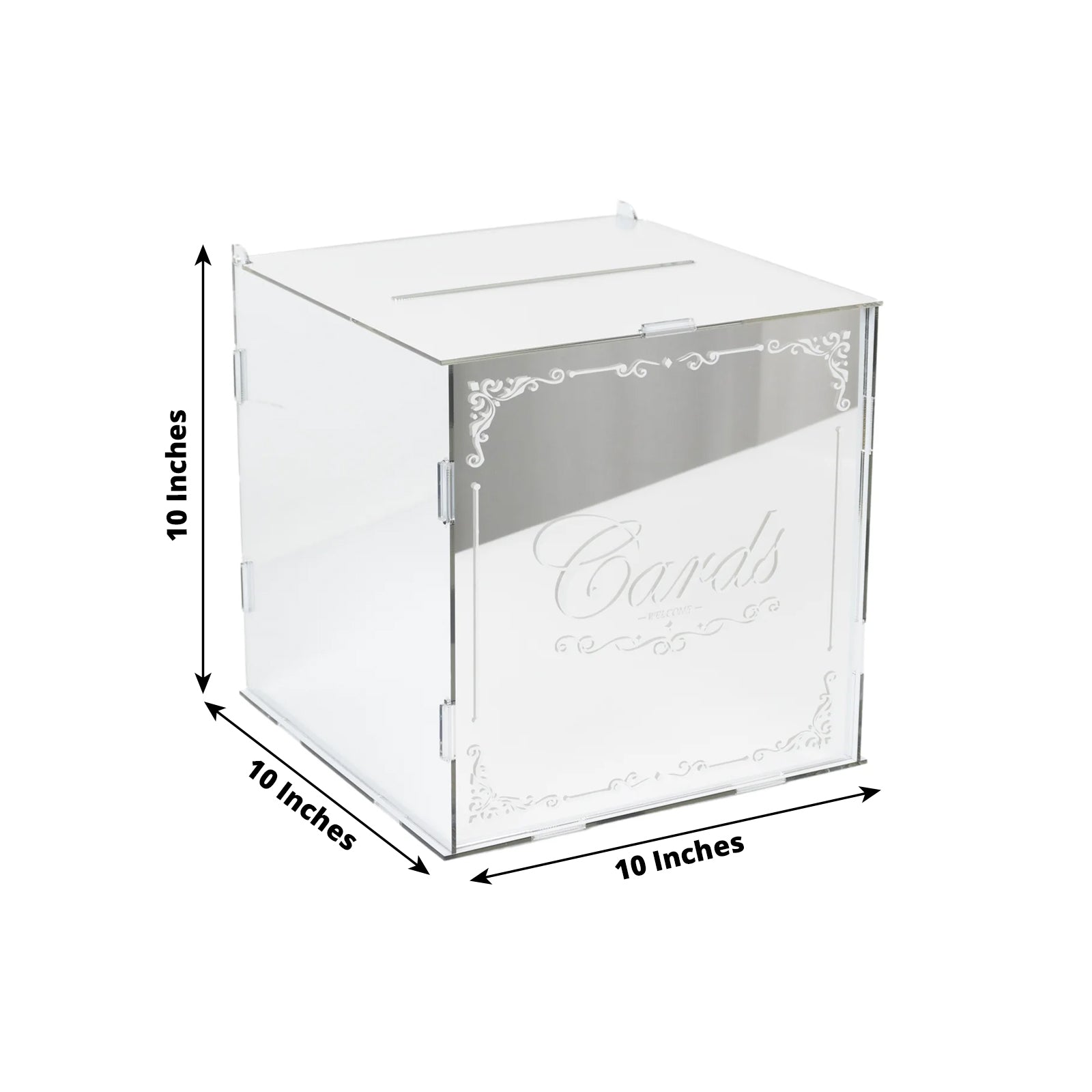 10 Silver Mirror Acrylic Wedding Card Box with Slot - Wishing Well Money Box for Reception, Graduation, and Events