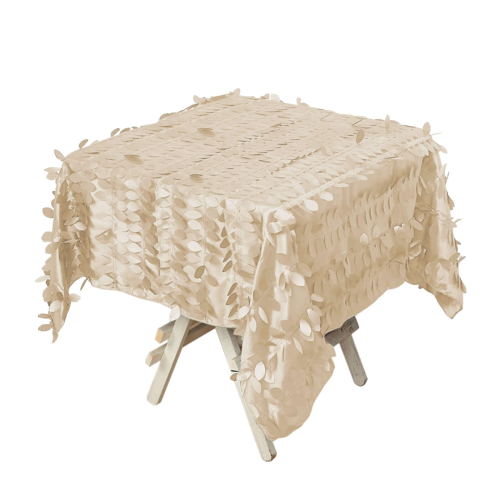 Taffeta 54x54 Square Tablecloth Beige 3D Leaf Petal Table Cover