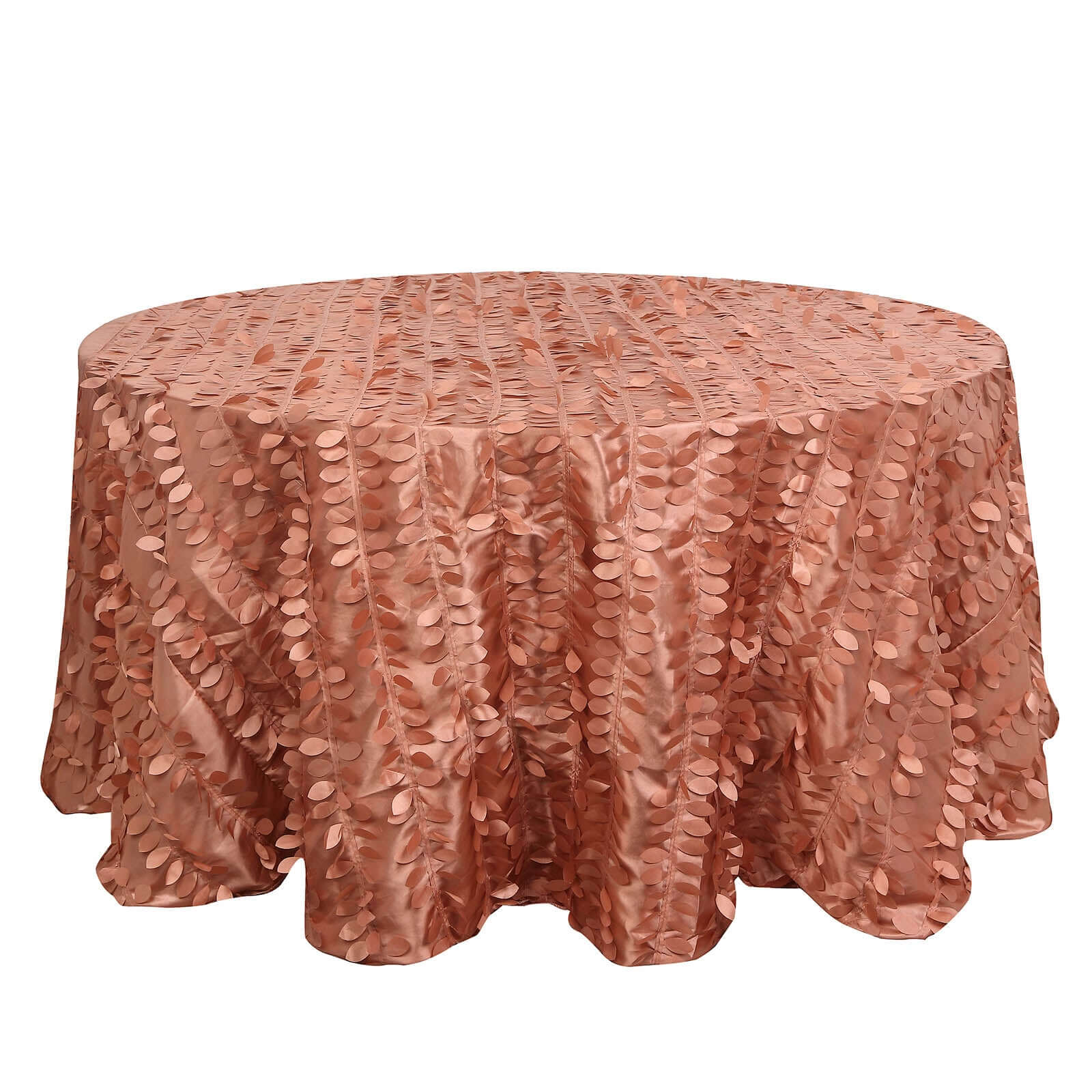 Taffeta 132 Round Tablecloth Terracotta (Rust) Leaf | 3D Leaf Petal Design Seamless Table Cover