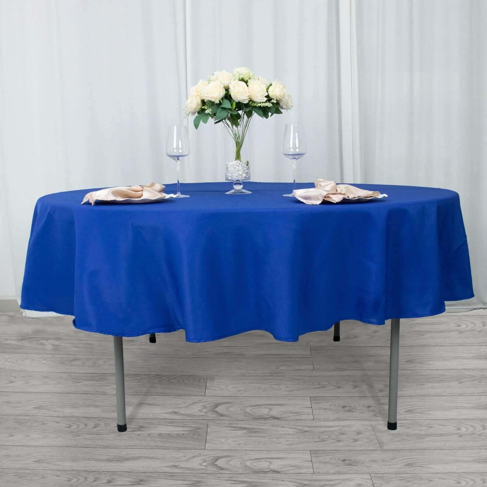 Premium Polyester 90 Round Tablecloth Royal Blue - Stain and Wrinkle-Resistant Design with 220GSM Thickness Table Cover