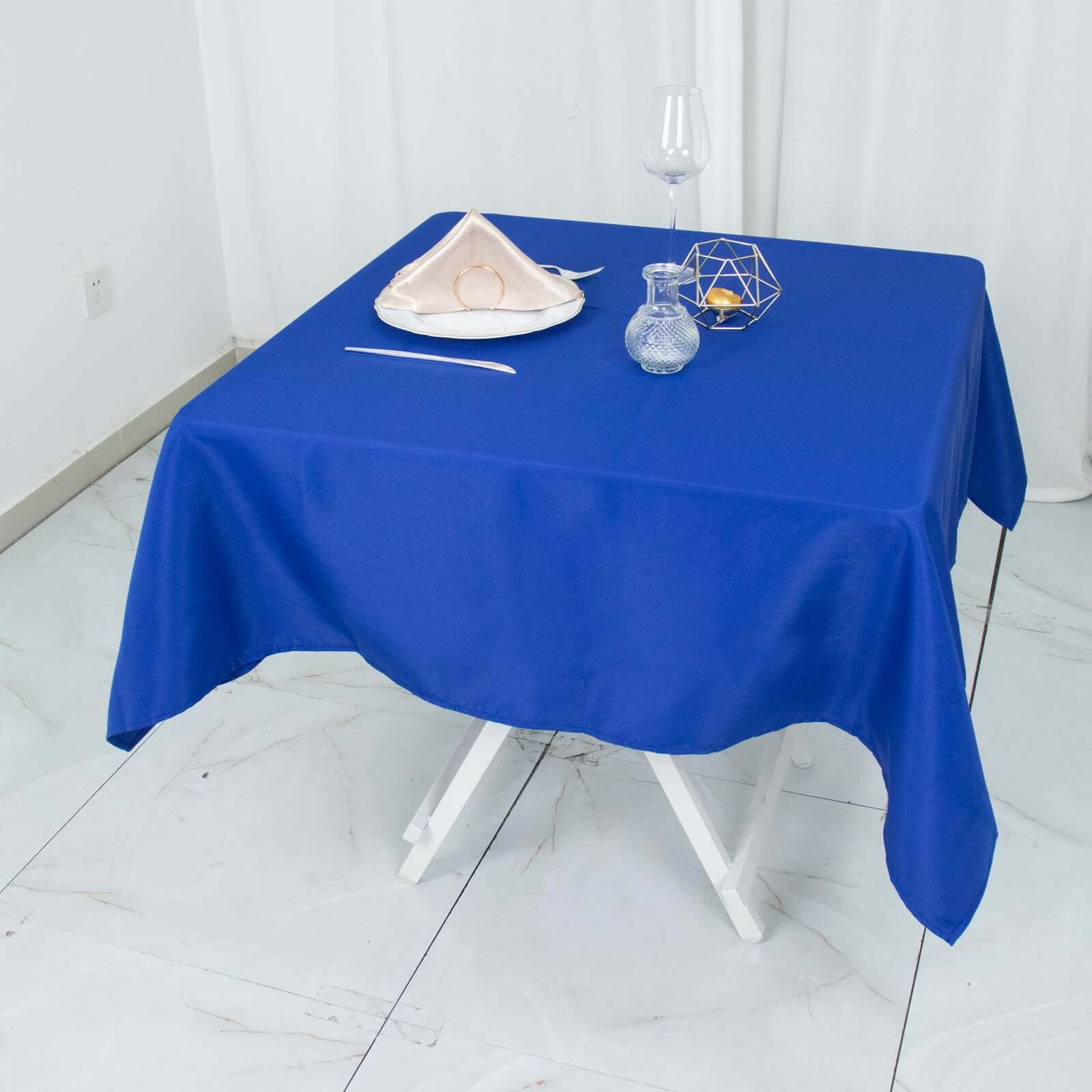 Premium Polyester 54x54 Square Tablecloth Royal Blue - Stain and Wrinkle-Resistant 220GSM Table Cover