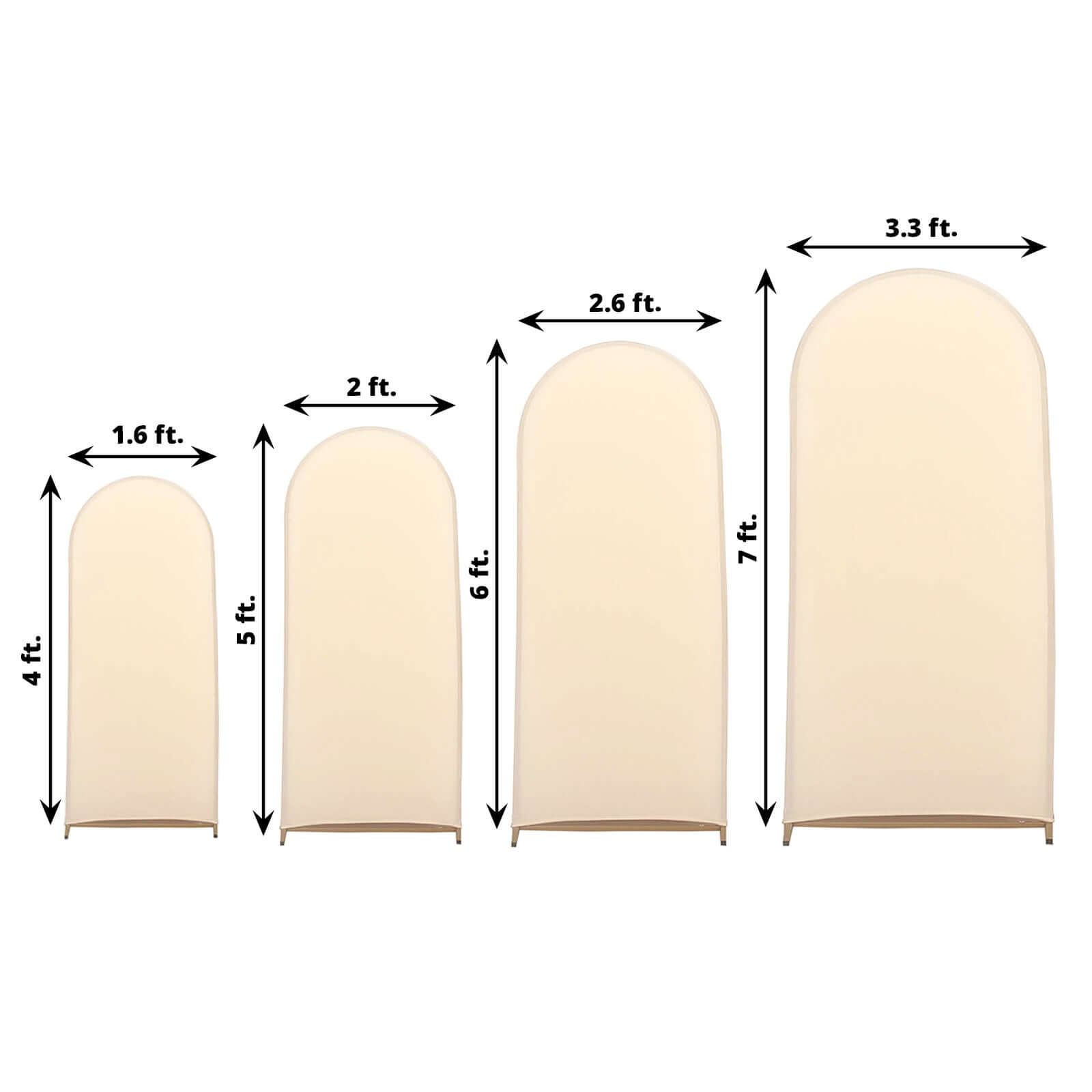 Set of 4 Matte Beige Spandex Fitted Wedding Arch Covers For Round Top Chiara Backdrop Stands - 4ft,5ft,6ft,7ft