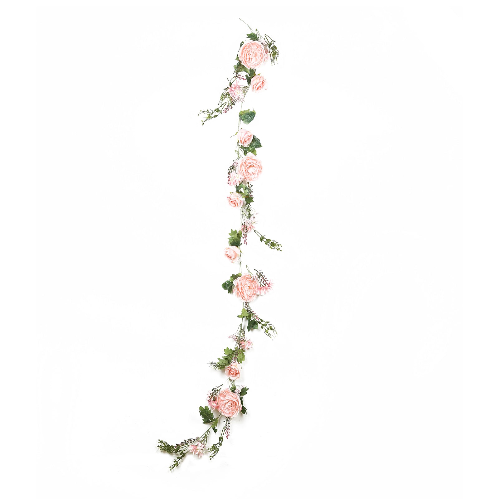 6ft Blush Silk Rose Peony Flower Garland, Mixed Floral Greenery Garland Artificial Hanging Vine