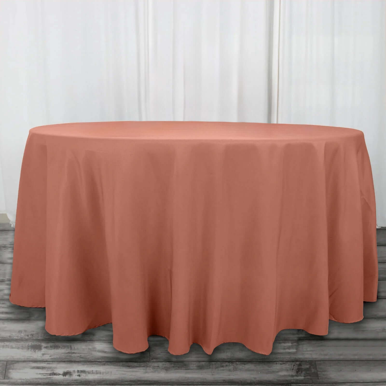 Premium Polyester 120 Round Tablecloth Terracotta (Rust) - Seamless 220GSM Wrinkle-Resistant Table Cover