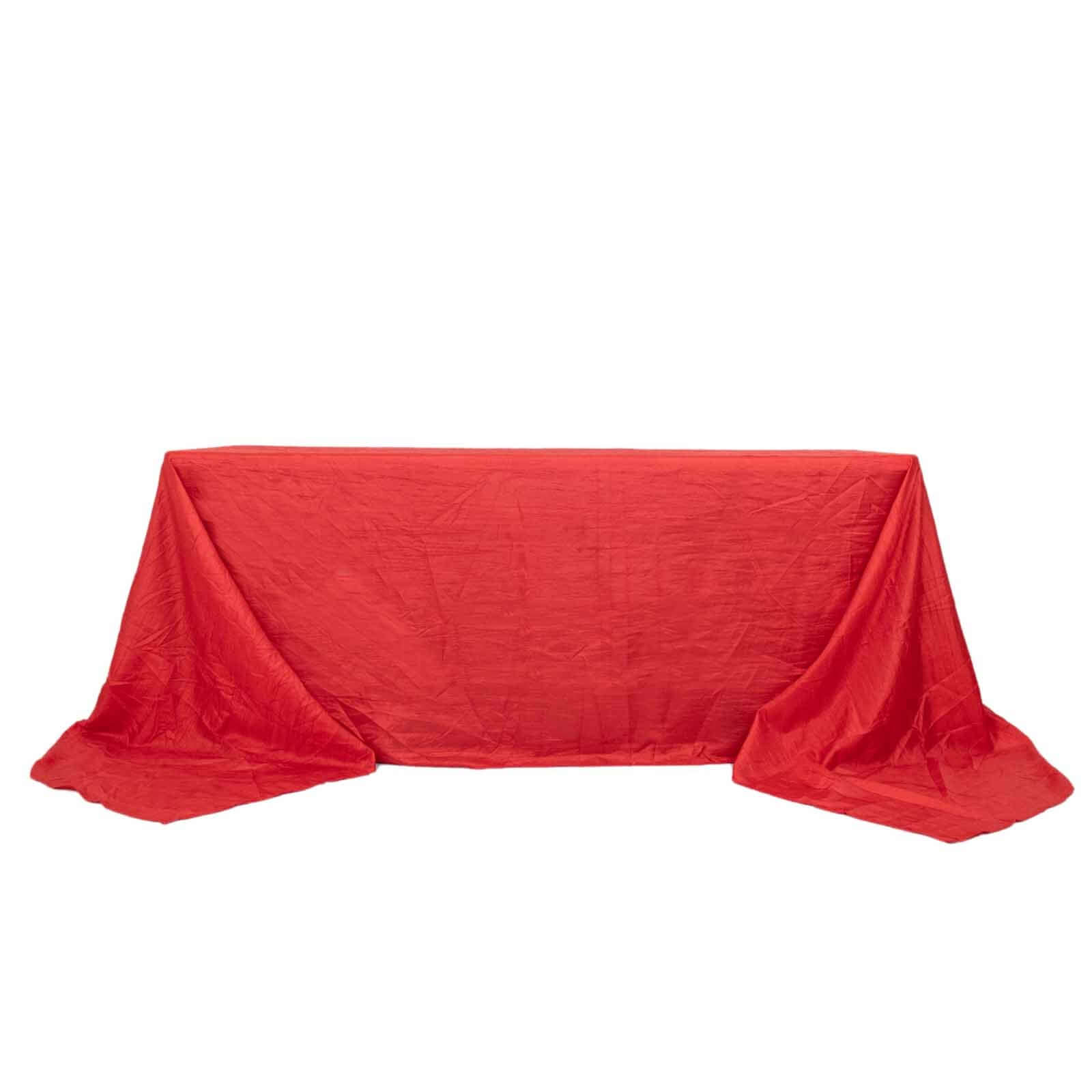 Taffeta 90x156 Rectangle Tablecloth Red - Accordion Crinkle Seamless Table Cover