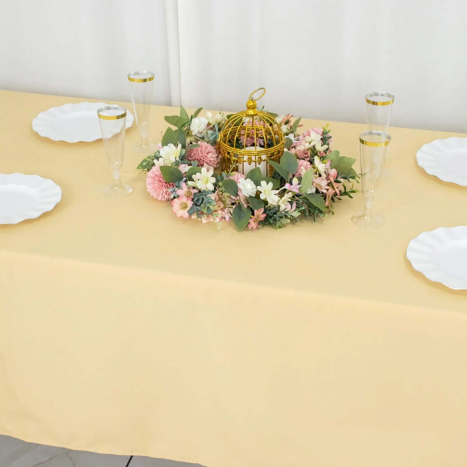 Premium Polyester 60x102 Rectangle Tablecloth Champagne - Durable 220GSM Wrinkle-Resistant Table Cover