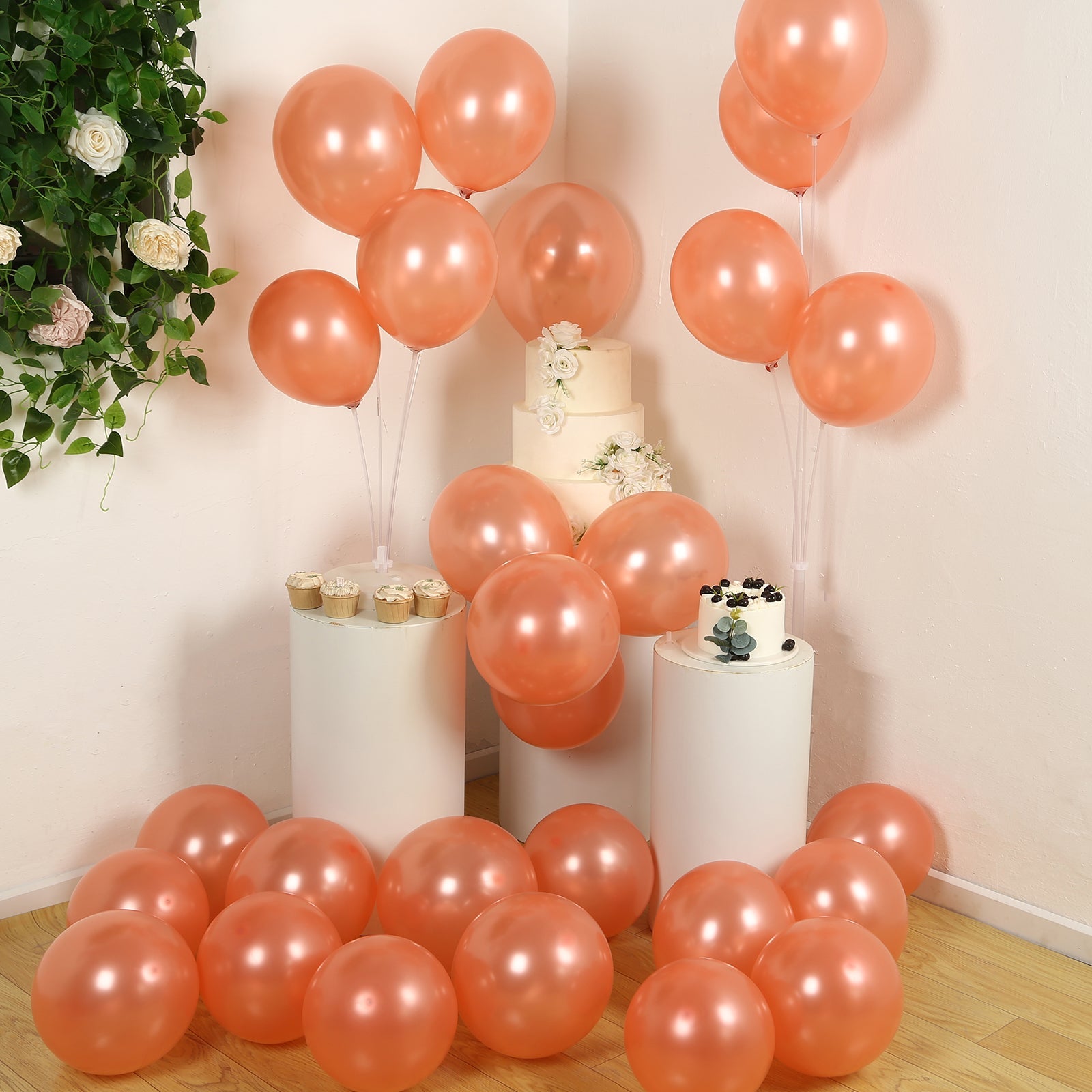 50 Pack Rose Gold Biodegradable Balloons, 12 Thickened Extra Strong Eco-friendly Latex Helium Party Balloons