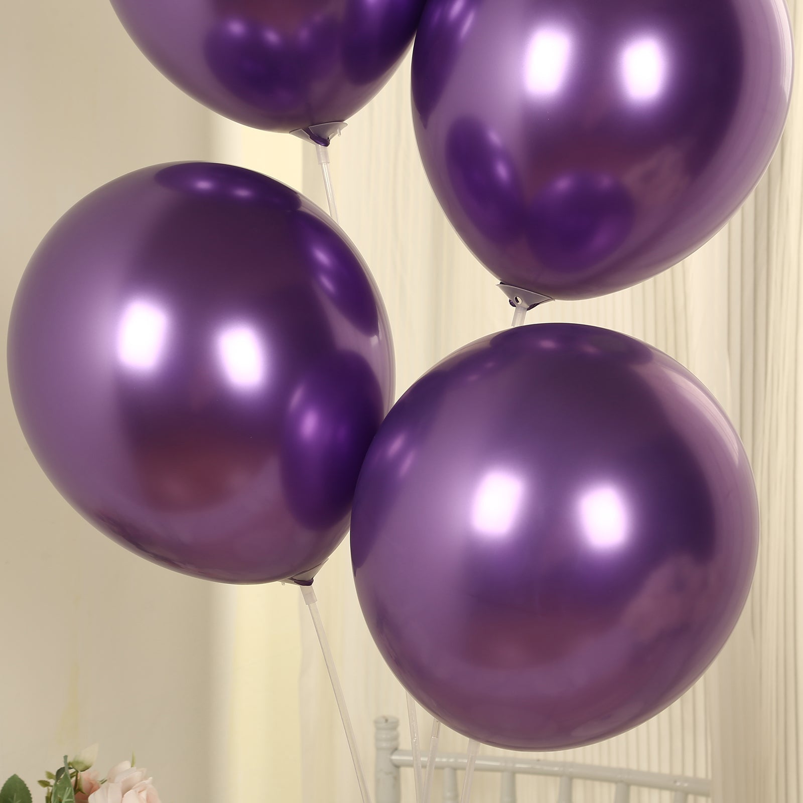 50 Pack Chrome Purple Biodegradable Latex Balloons 12, Thick Eco Friendly Metallic Party Balloons