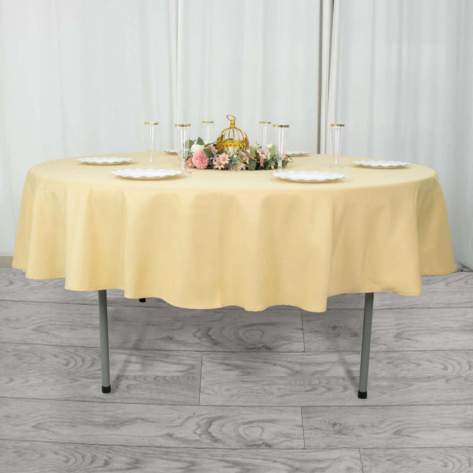 Premium Polyester 90 Round Tablecloth Champagne - Stain and Wrinkle-Resistant Design with 220GSM Thickness Table Cover