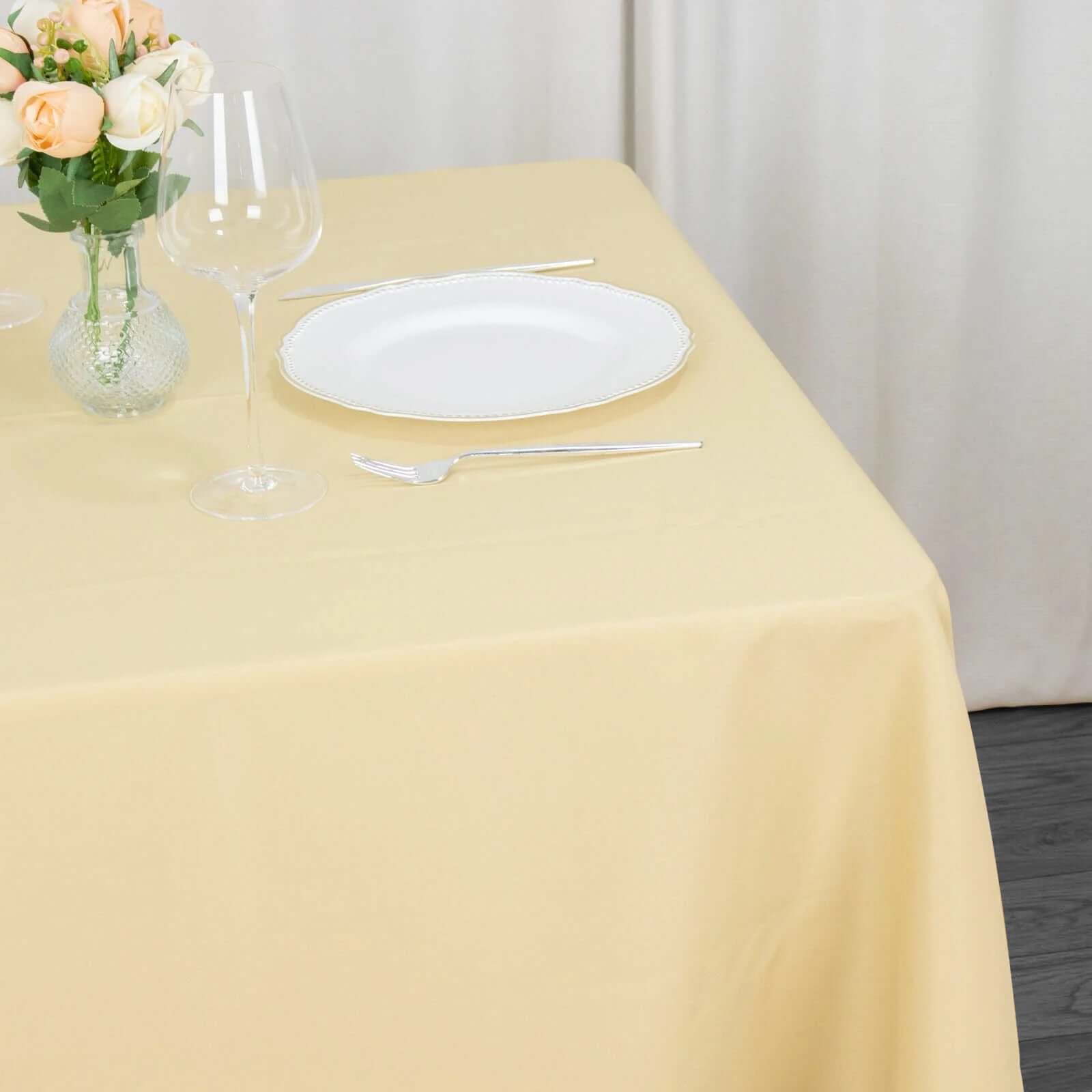 Premium Polyester Square Tablecloth 70x70 Champagne 220GSM Wrinkle-Resistant Table Cover