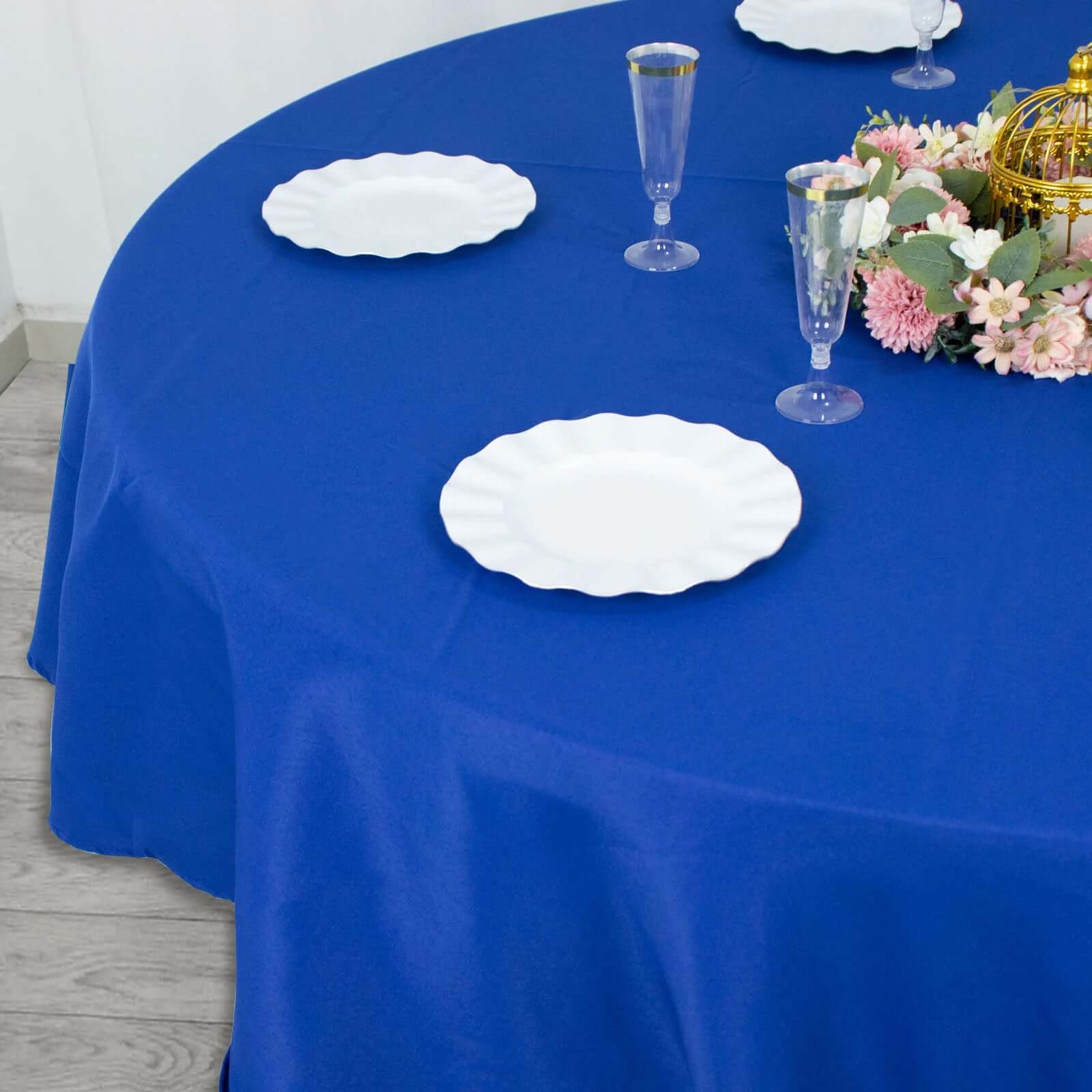 Premium Polyester 90 Round Tablecloth Royal Blue - Stain and Wrinkle-Resistant Design with 220GSM Thickness Table Cover