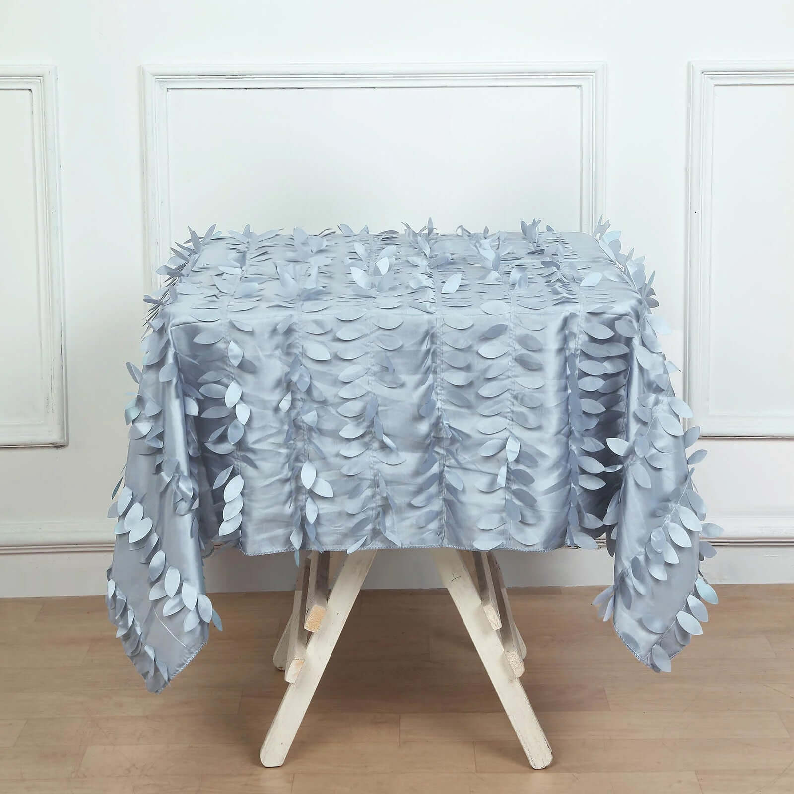 Taffeta 54x54 Square Tablecloth Dusty Blue 3D Leaf Petal Table Cover