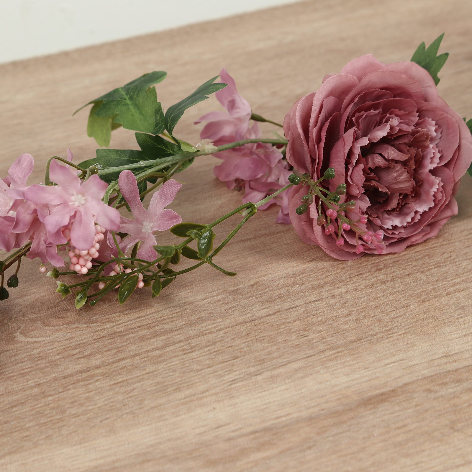 6ft Dusty Rose Silk Rose Peony Flower Garland, Mixed Floral Greenery Garland Artificial Hanging Vine