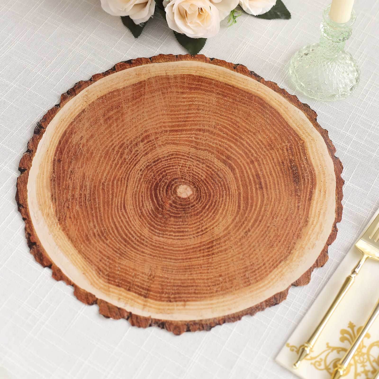 6-Pack Disposable Table Placemats in Natural Wood Slice Print - 700GSM Cardboard Placemats for Boho Farmhouse Decor 13