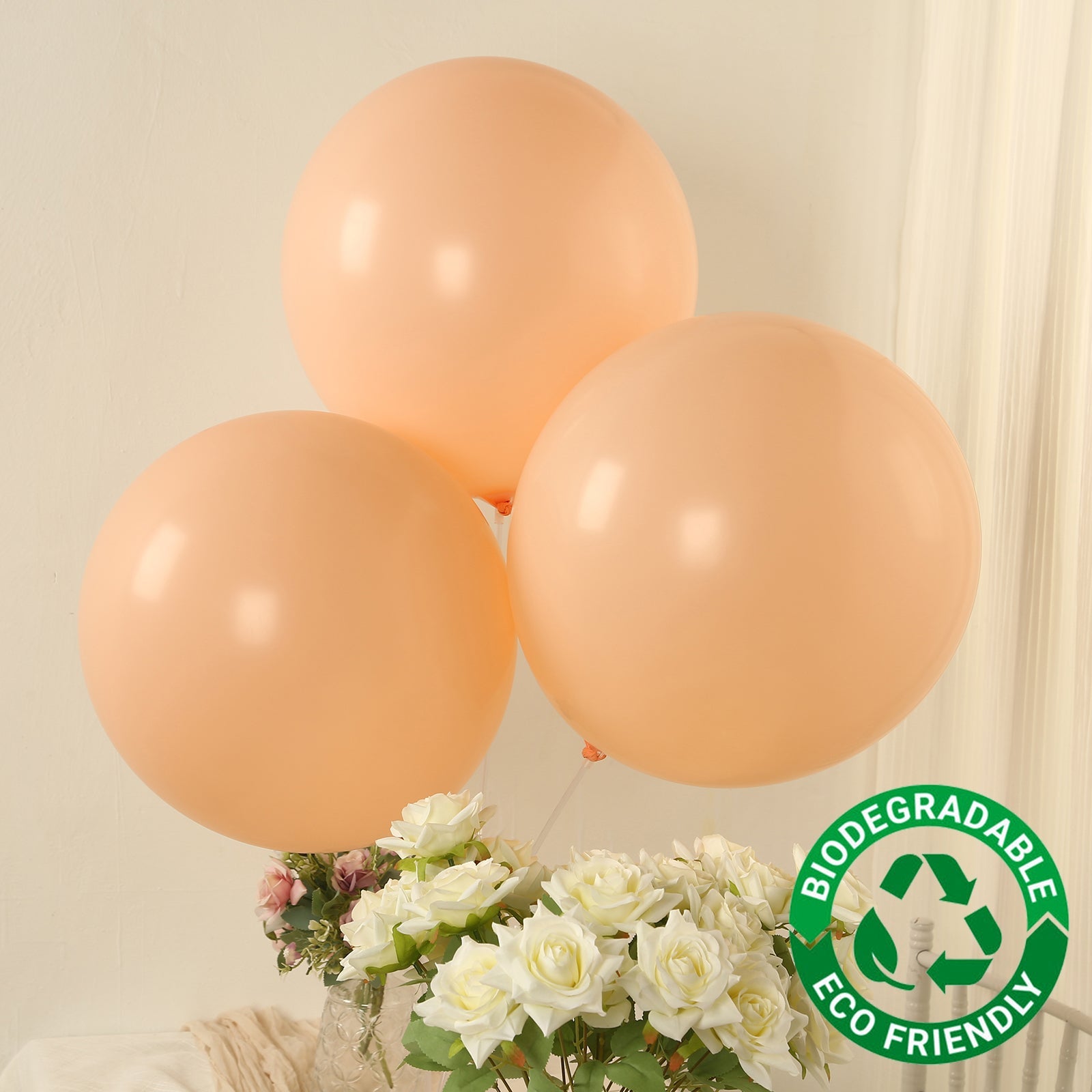 10 Pack Matte Pastel Blush Biodegradable Balloons 18, Round Eco-friendly Thick Latex Party Balloons