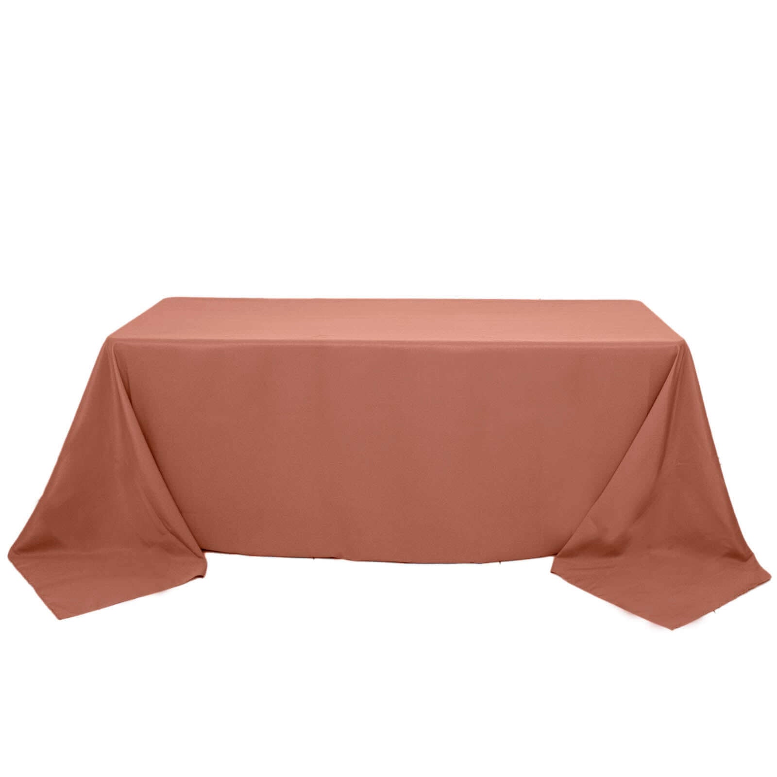 Premium Polyester 90x132 Rectangle Tablecloth Terracotta (Rust) - Seamless 220GSM Stain-Resistant Table Cover