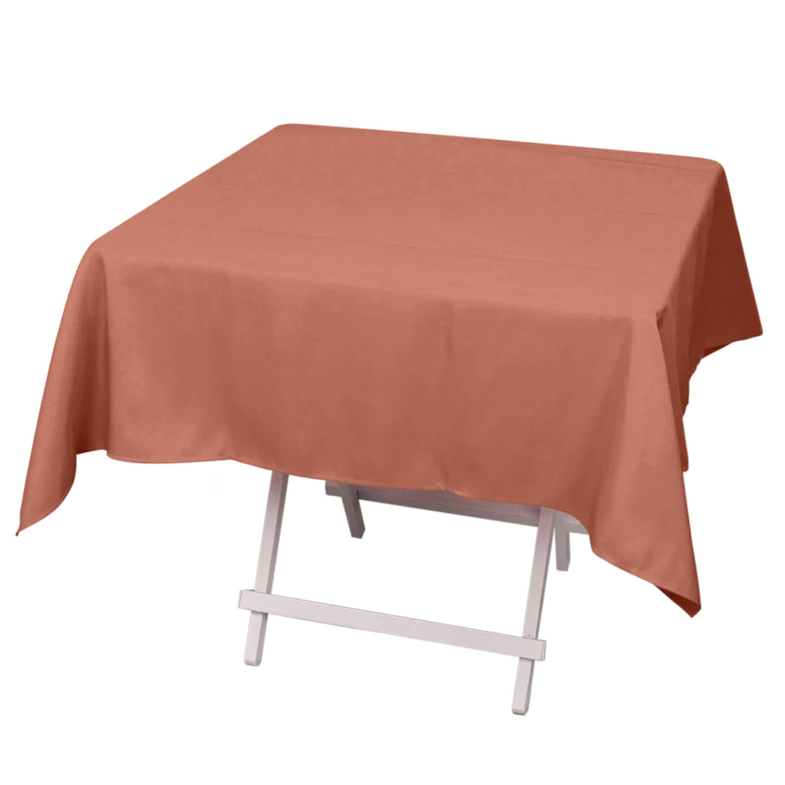 Premium Polyester 54x54 Square Tablecloth Terracotta (Rust) - Stain and Wrinkle-Resistant 220GSM Table Cover