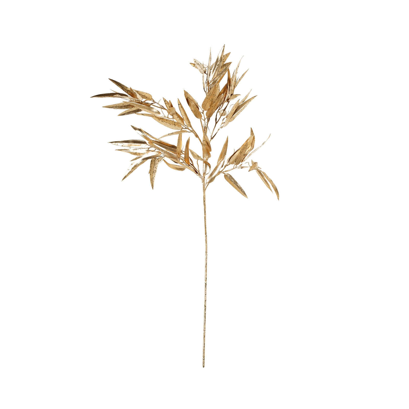 2-Pack Artificial Metallic Bamboo Leaf Branches Gold - Shiny Faux Plant Stems Vase Filler Floral Arrangement Centerpiece Decor 33