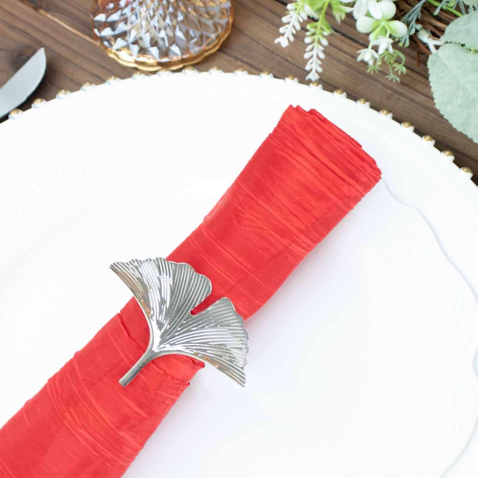 5 Pack Taffeta 20x20 Napkins Red - Accordion Crinkle Dinner Napkins