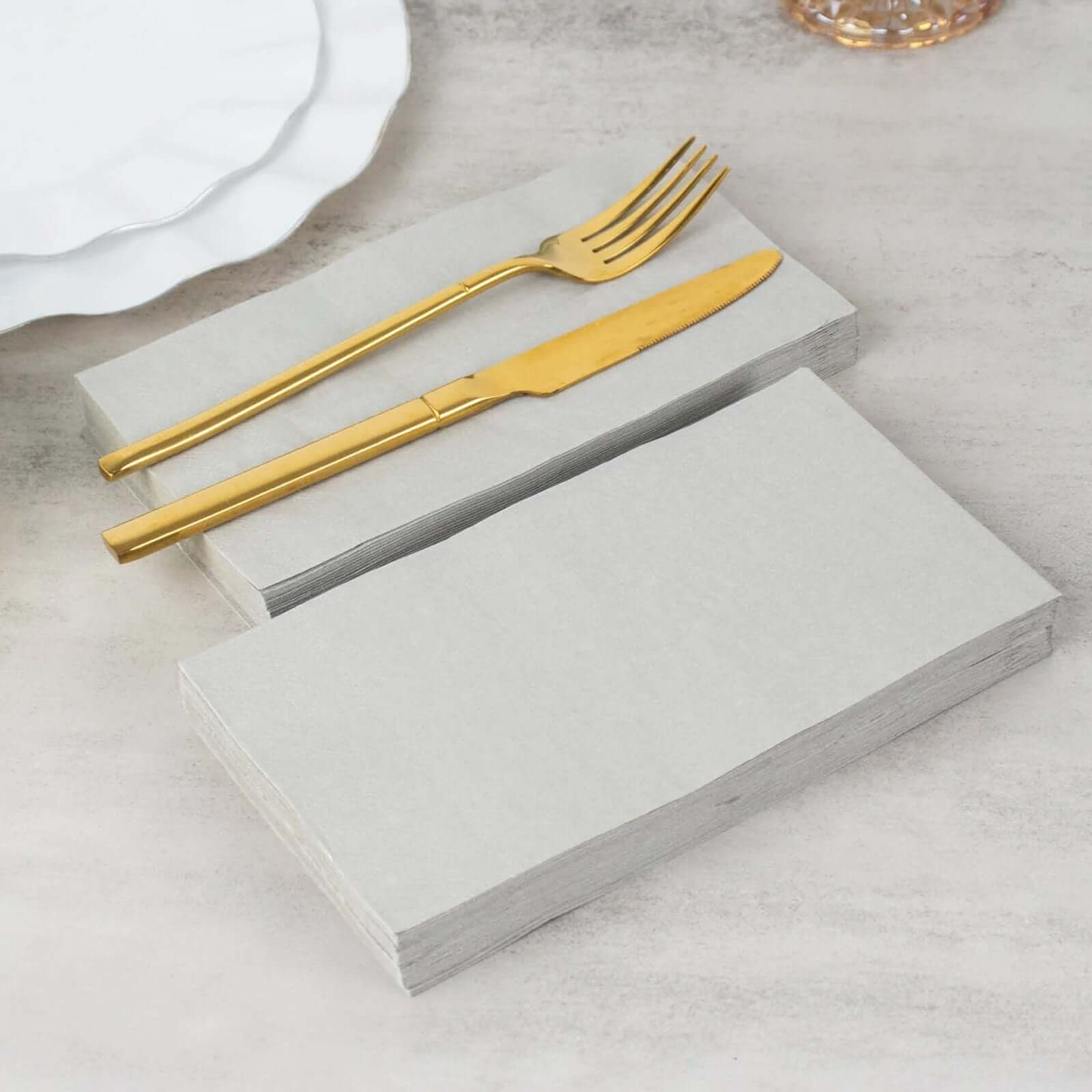 50-Pack Paper Napkins Soft Silver - Disposable 2-Ply Cocktail and Beverage Napkins for Weddings