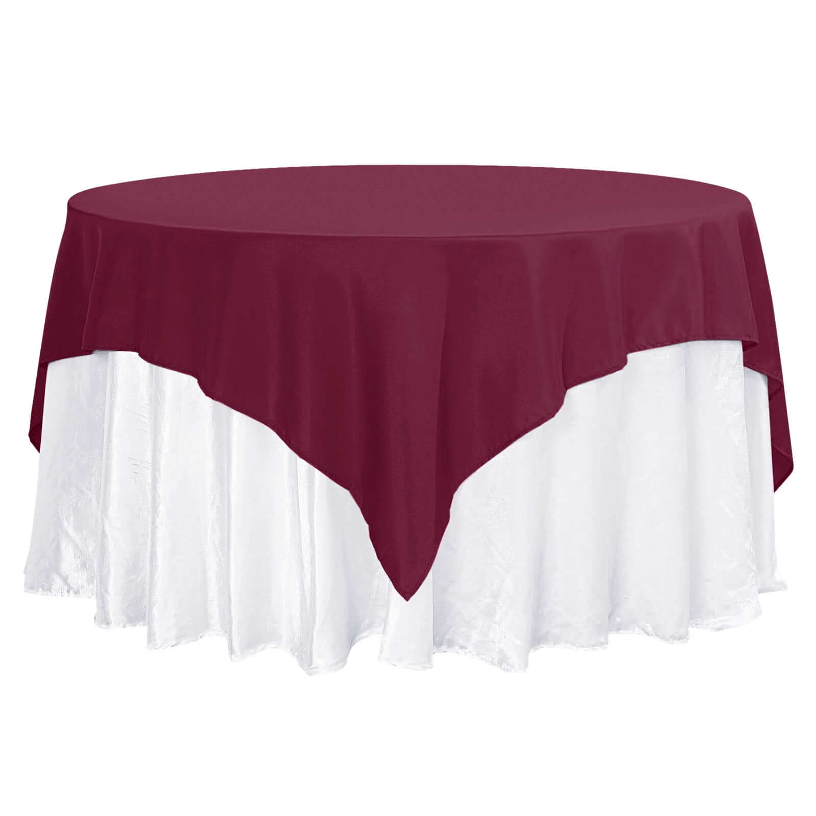 Premium Polyester 70x70 Table Overlay Square Tablecloth Burgundy 220GSM Wrinkle-Resistant Table Cover