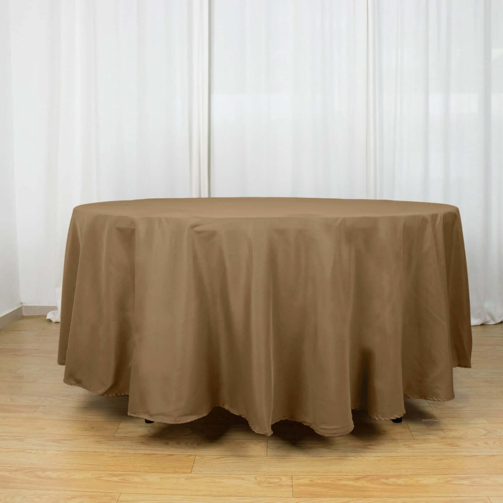 Polyester 108 Round Tablecloth Taupe - Wrinkle-Resistant Table Cover