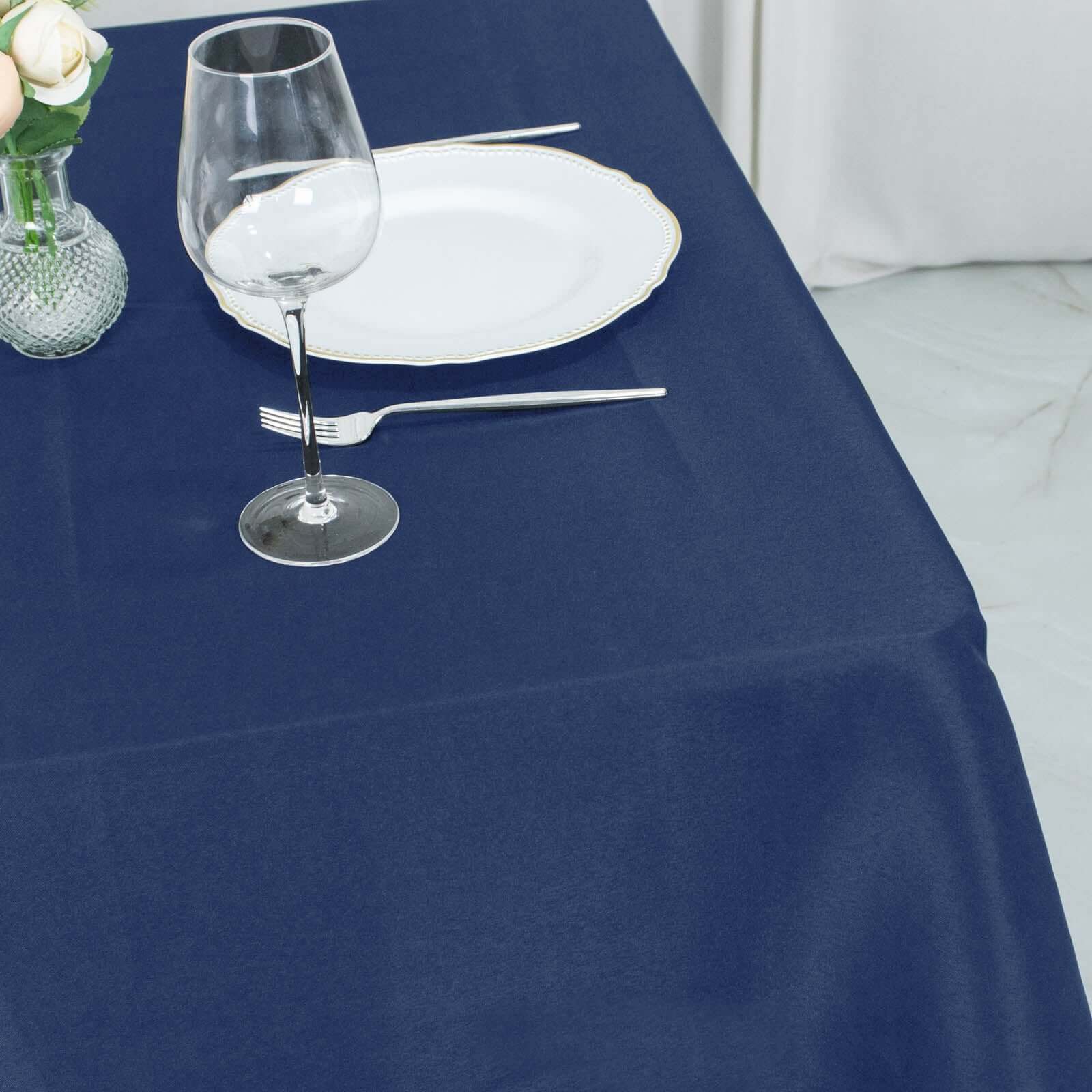 Premium Polyester Square Tablecloth 70x70 Navy Blue 220GSM Wrinkle-Resistant Table Cover