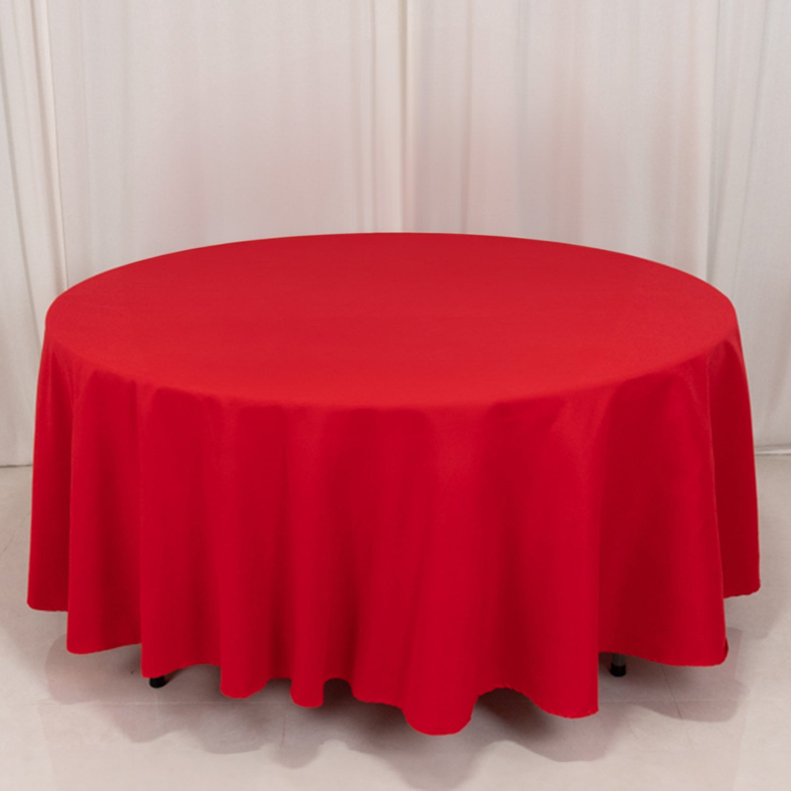 Cotton Blend 108 Round Tablecloth Red - Wrinkle-Resistant Design