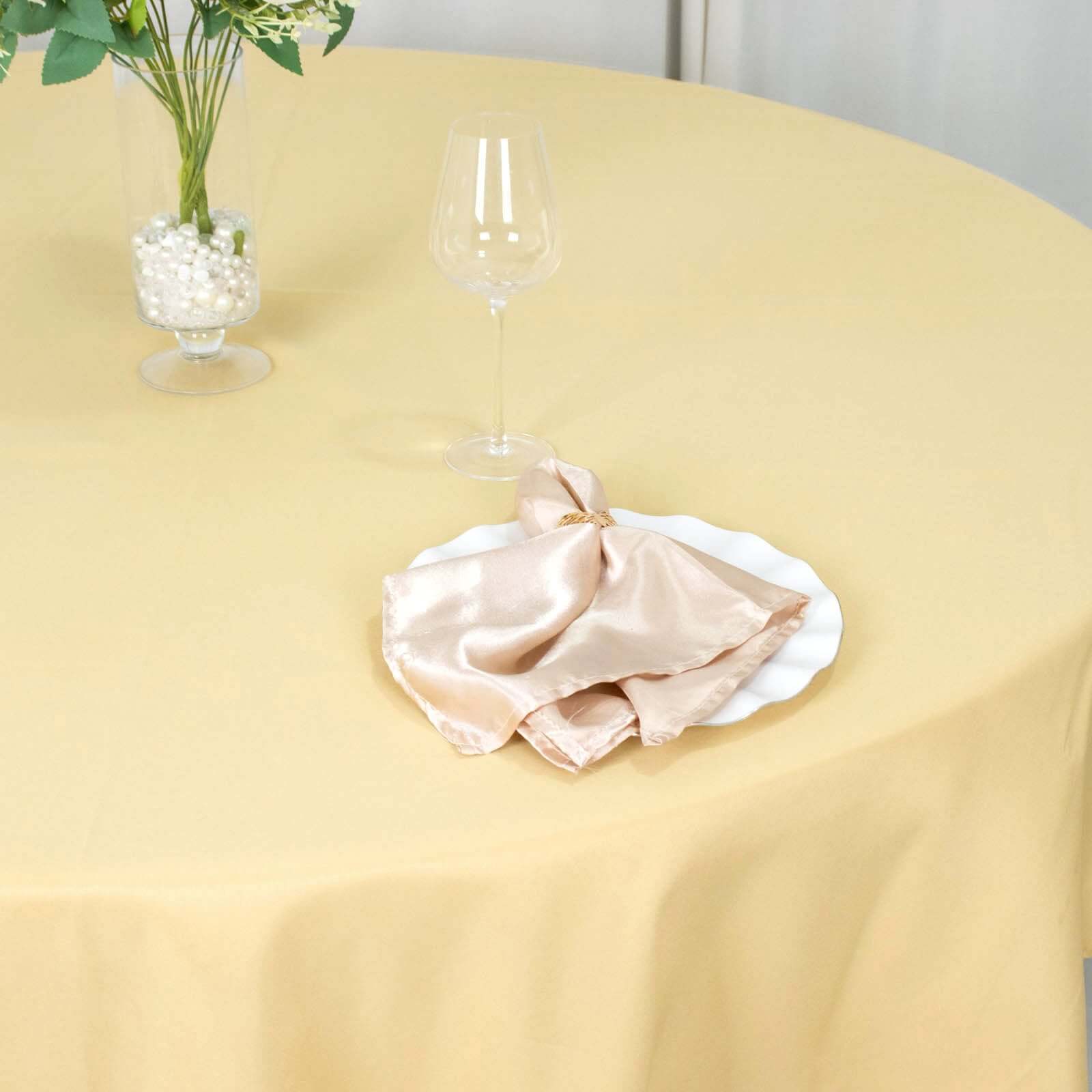 Premium Polyester 90 Round Tablecloth Champagne - Stain and Wrinkle-Resistant Design with 220GSM Thickness Table Cover