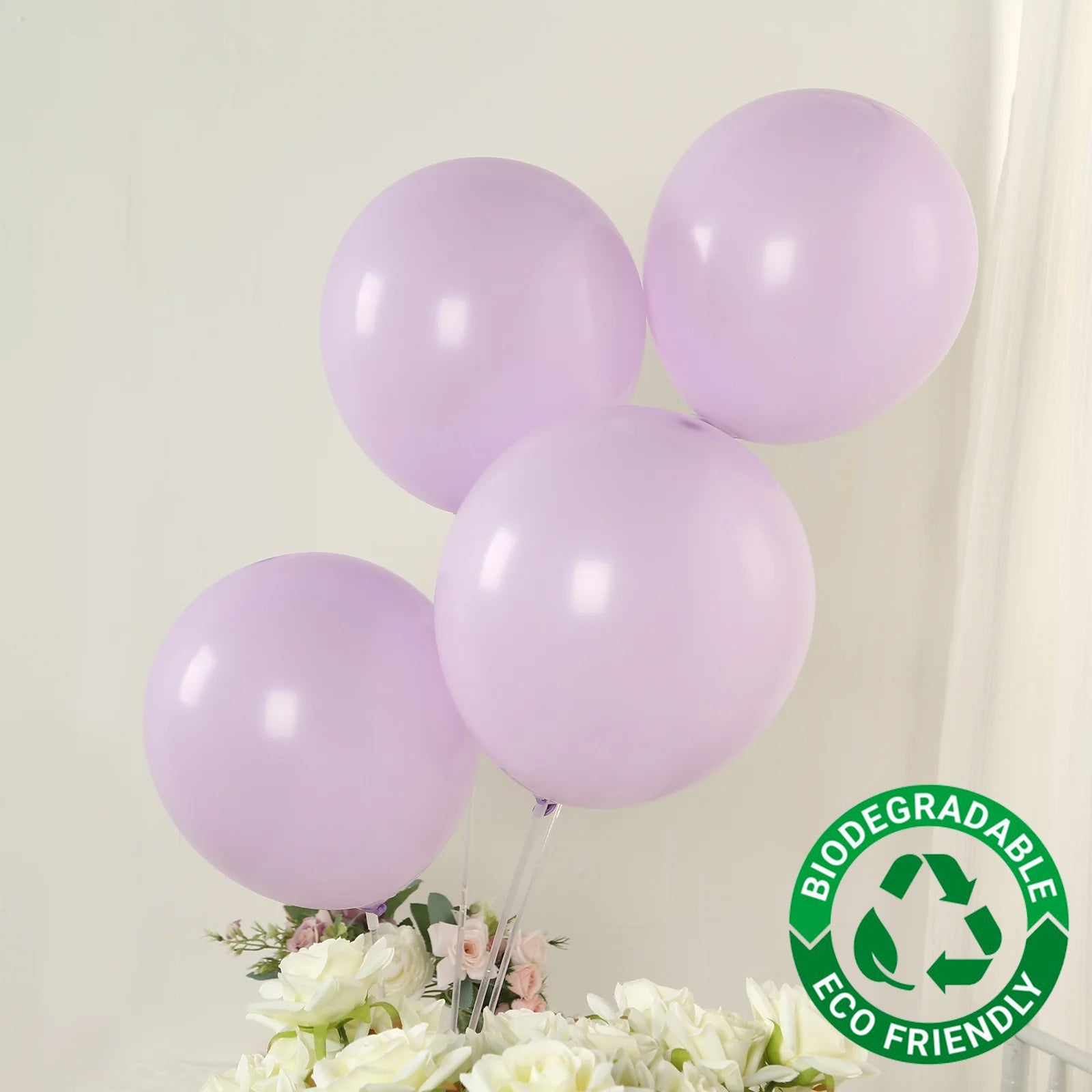 50 Pack Matte Pastel Purple Biodegradable Balloons 12, Round Eco-friendly Thick Latex Party Balloons